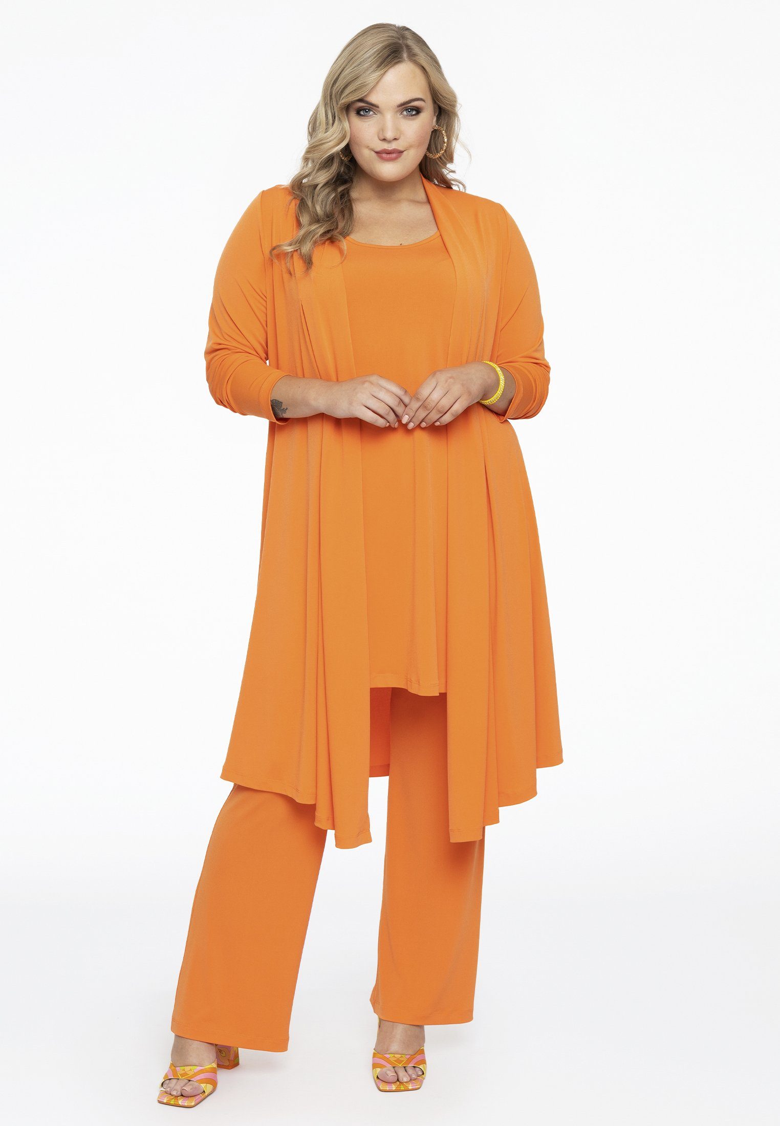 Yoek Cardigan orange Große Größen