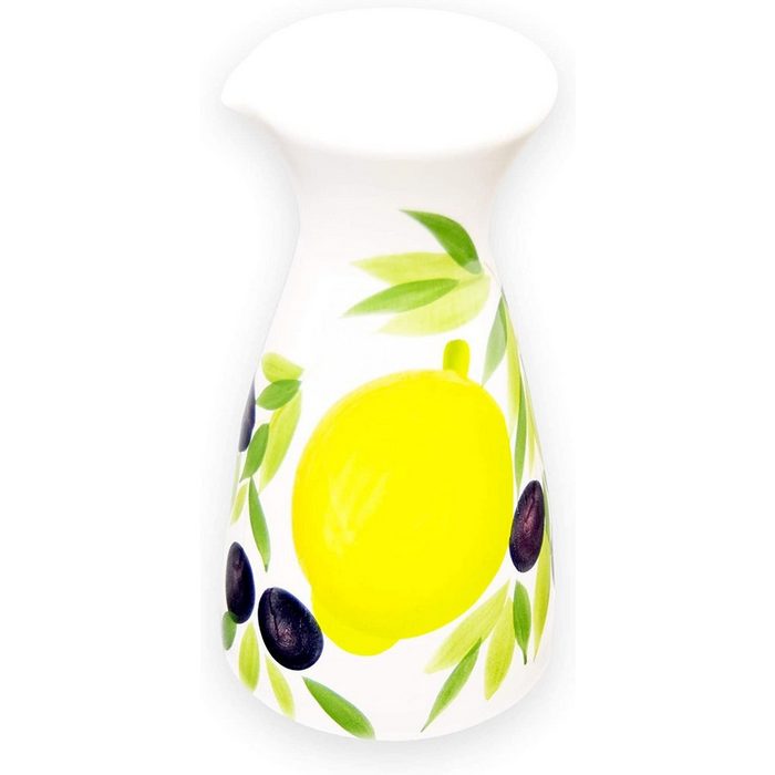 Lashuma Karaffe Zitrone Olive (1-tlg. 19 cm) Handbemalte Wasserkaraffe aus Keramik 600 ml