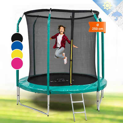 KLARFIT Fitnesstrampolin Jumpstarter, Ø 250 cm, Kinder Trampolin Outdoor Trampolin Kinder Gartentrampolin für zuhause