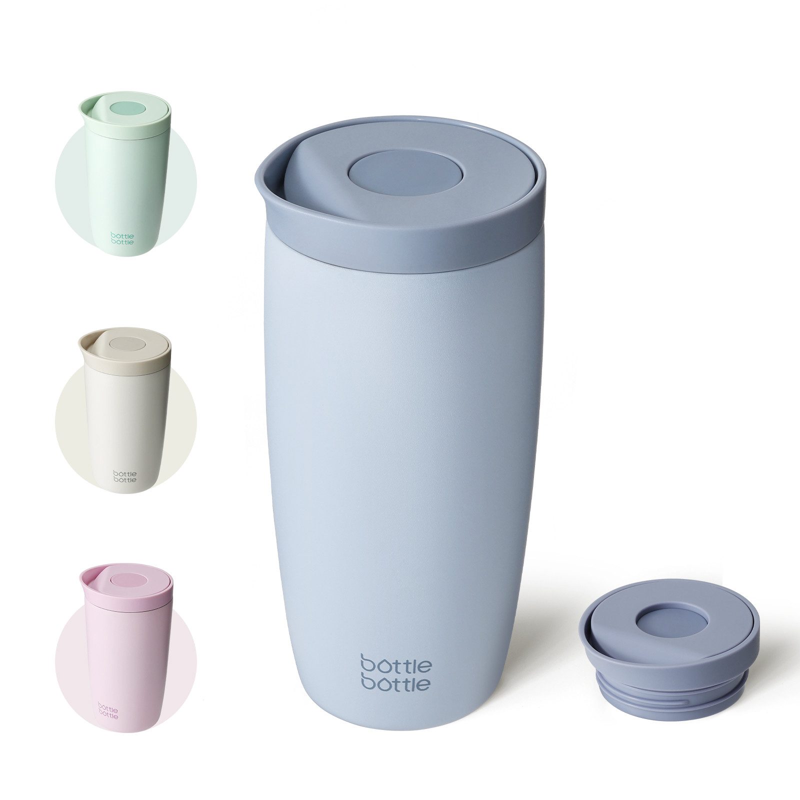 BOTTLE BOTTLE Thermobecher Premium Isolierbecher aus Edelstahl, 500ml, auslaufsicher, 1-tlg., Edelstahl, Quick-Press-Verschluss, doppelwandig, hält Getränke lange heiß & kalt
