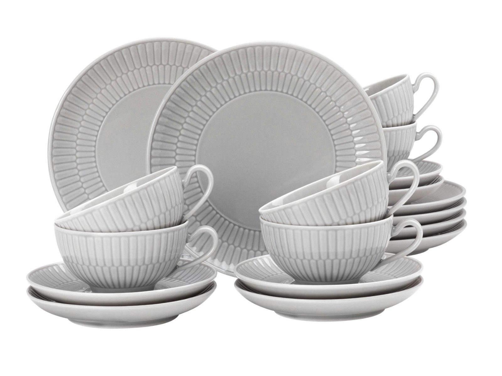 Seltmann Weiden Untertasse Amina Silbergrau uni Kombi-Untertasse klein 12cm, Untertasse Silbergrau Struktur