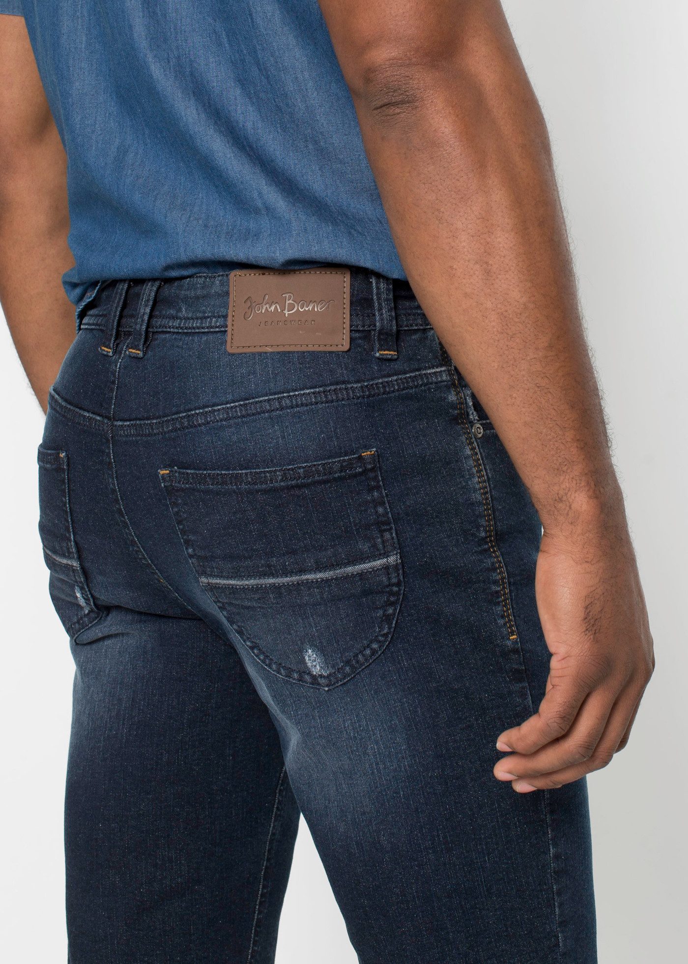 bonprix Bermudas mit Used-Effekt, aus Baumwolle und Elasthan, schmale Passform