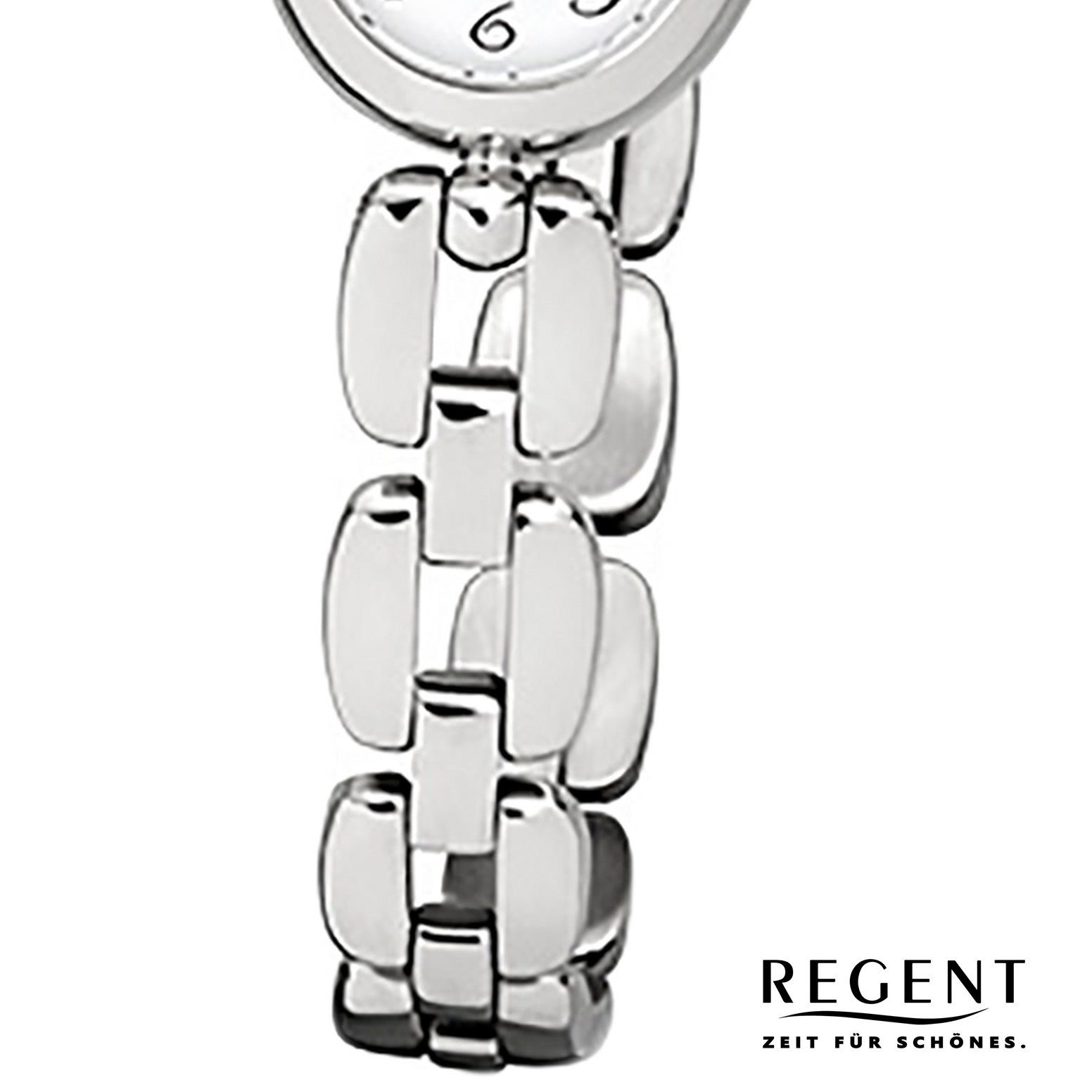 Regent Quarzuhr Edelstahlarmband Regent silber Analog Damen oval, Armbanduhr 19x16mm), F-966, (ca. Damen-Armbanduhr klein