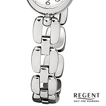 Regent Quarzuhr Regent Damen-Armbanduhr silber Analog F-966, (Analoguhr), Damen Armbanduhr oval, klein (ca. 19x16mm), Edelstahlarmband