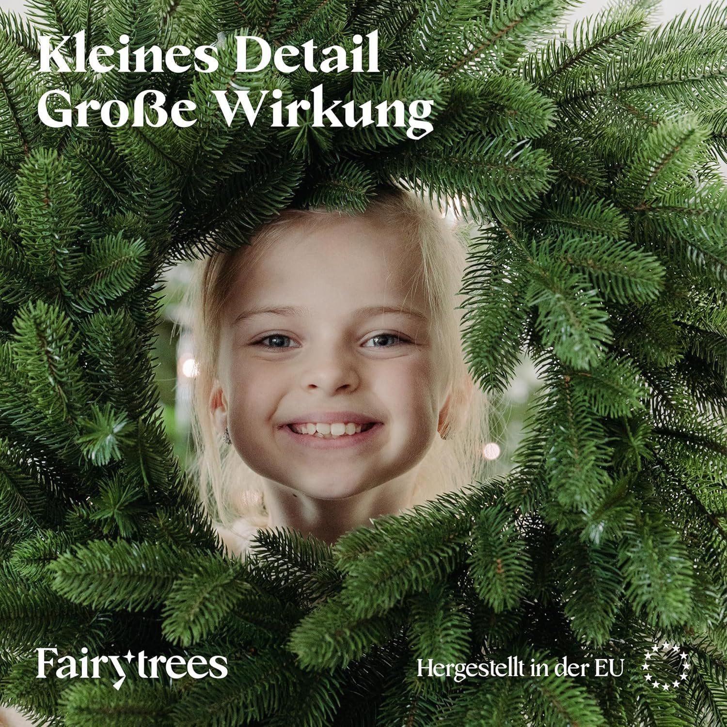 Fairytrees Hänge-Weihnachtsbaum FAIRYTREES Weihnachtskranz grün 40 cm Premium aus 100% Spritzguss, Adventskranz zum Aufhängen für Haustür, Kranz Weihnachten