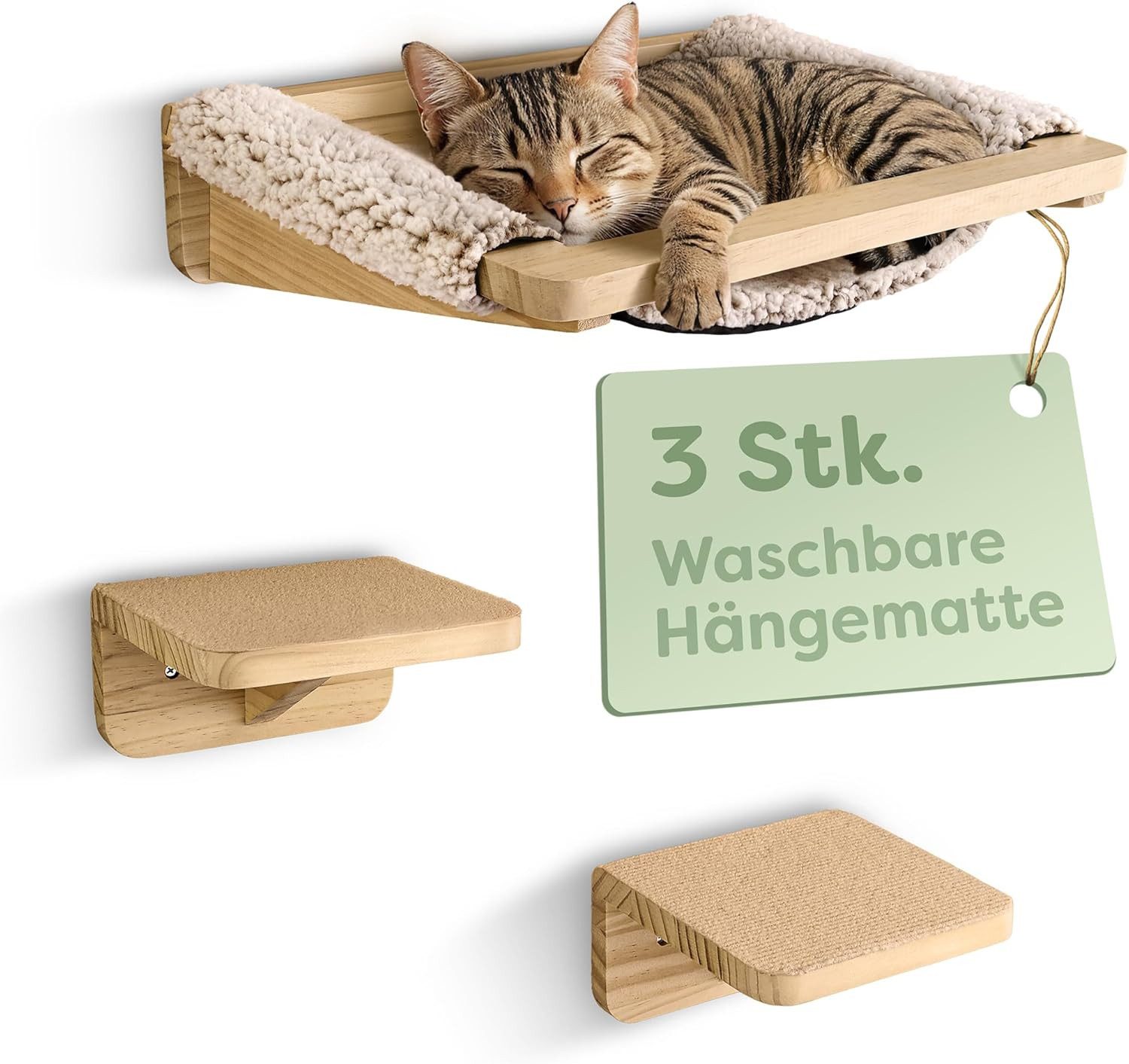 Knupis Kratzbaum Katzen Kletterwand Set mit Hängematte & 2X Katzentreppe- K günstig online kaufen