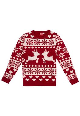 United Labels® Weihnachtspullover Winterpullover - Rentiere Ugly Sweater Damen Rot