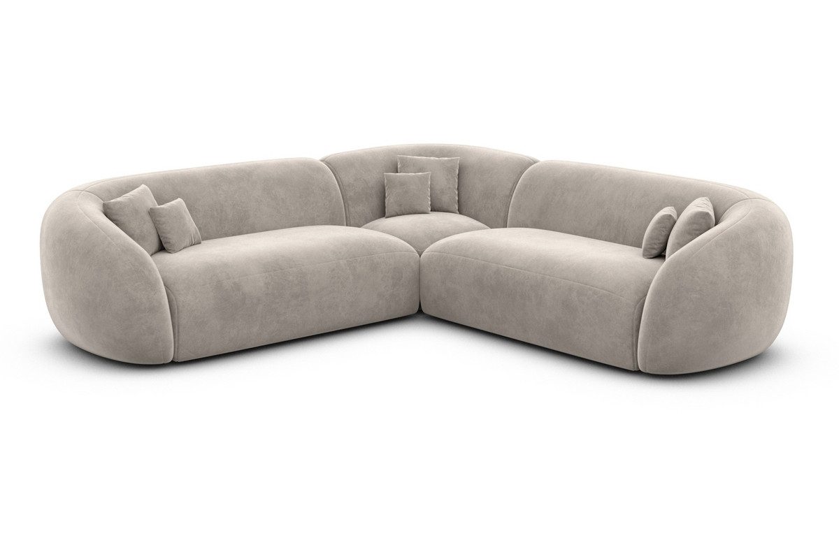 Sofa Dreams Ecksofa Sorelia L Form Luxus Polsterecke, Design, 4-Sitzer, Loungesofa, Samtstoff Bezug in Sand