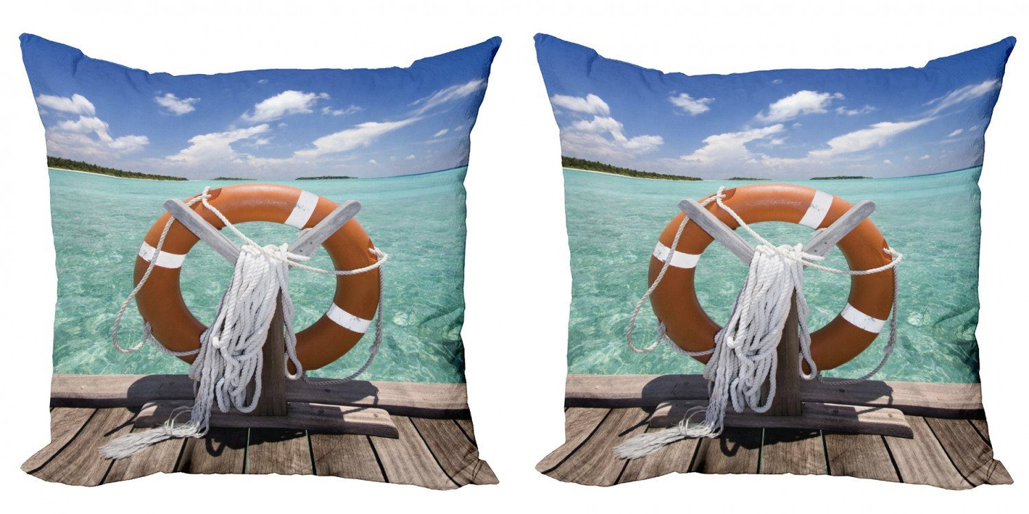 Tropisch Sommer (2 Modern Doppelseitiger Kissenbezüge Abakuhaus Exotische Meer Accent Stück), Digitaldruck,