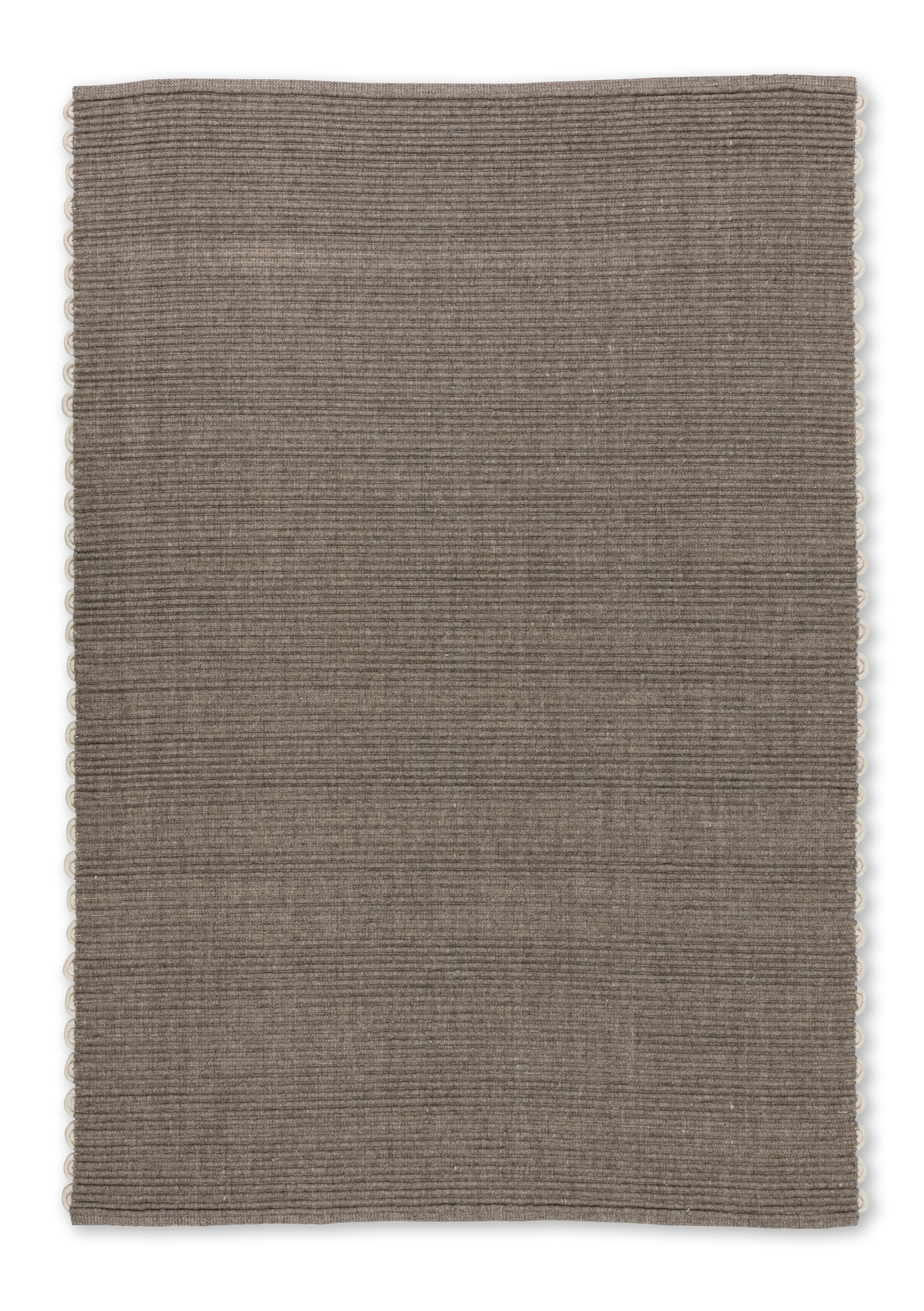 SCHÖNER WOHNEN-Kollektion Wollteppich Omira, rechteckig, Höhe: 7 mm, reine Wolle, Linien, dekorative Häkelkante, Wohnzimmer