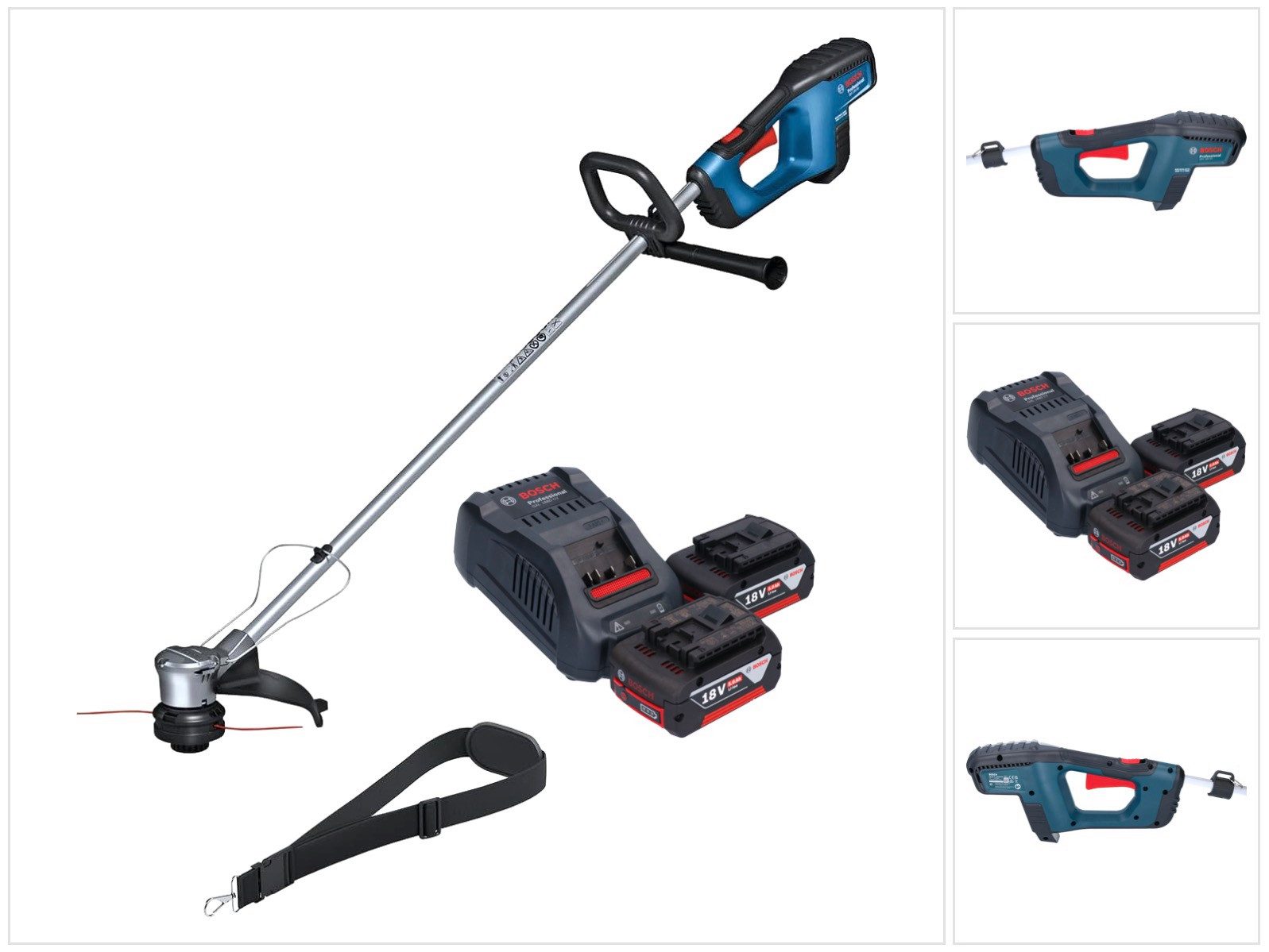 Bosch Professional Akku-Rasentrimmer GRT 18V-33 Professional Rasentrimmer 18V 330 mm + 2x Akku 5 Ah + Lader
