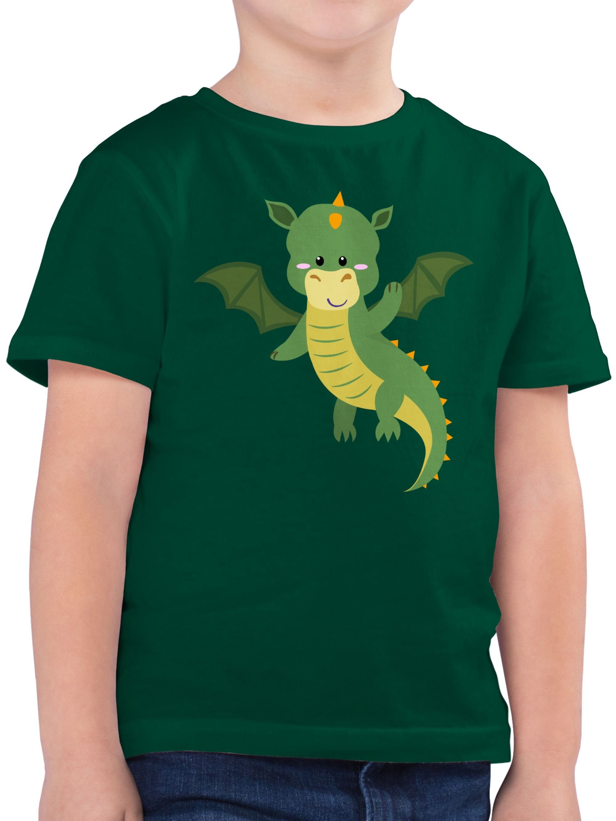 Shirtracer Animal Tiermotiv Print 2 Tannengrün T-Shirt Drache