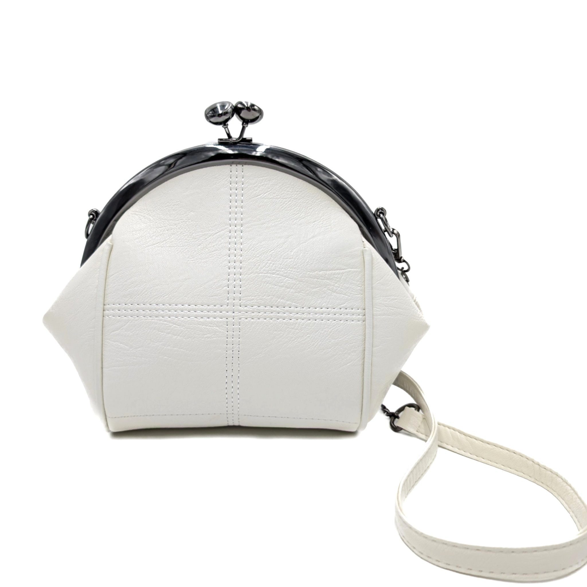 Mera Vellon Handtasche Damen Schultertasche "Varela" Umhängetasche mit Clipverschluss, Veganes Leder mit praktischem Clipverschluss