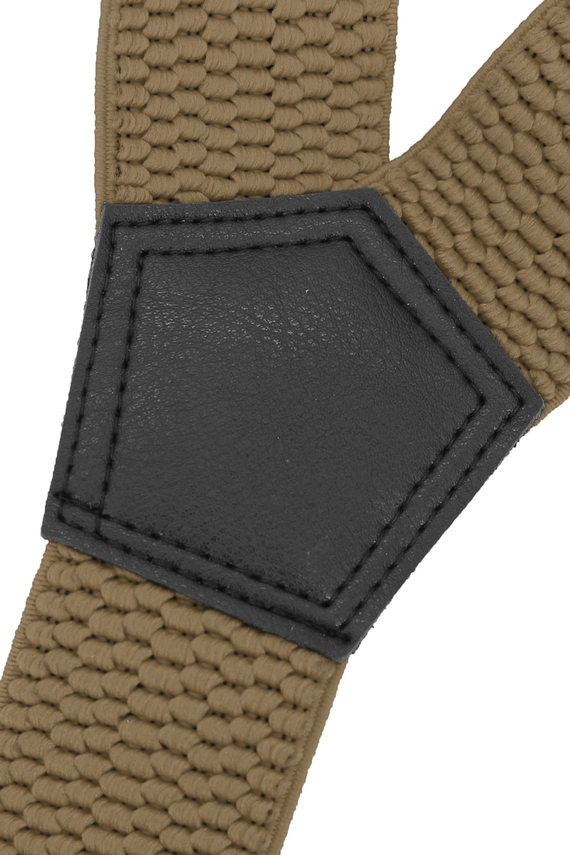 Fabio Farini Hosenträger mit passender Fliege als Set 4cm Y-Form für Herren Pack Beige 4cm Hosenträger - Unifarben Fliege – Bild 2 von 5