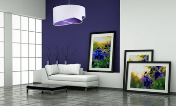 Licht-Erlebnisse Pendelleuchte BRANDO, ohne Leuchtmittel, Hängelampe Lila Weiß Stoffschirm modern Schlafzimmer Wohnzimmer Lampe