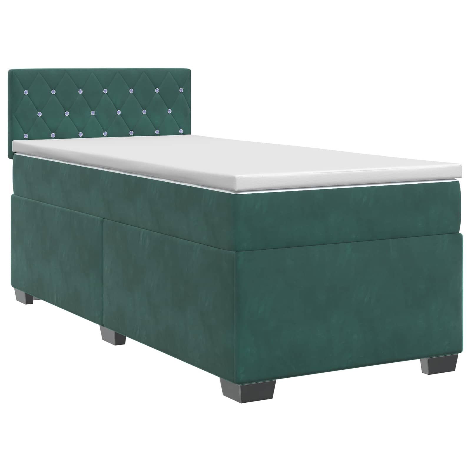 vidaXL Bett Boxspringbett mit Matratze Dunkelgrün 80 x 200 cm Samt (1-tlg)
