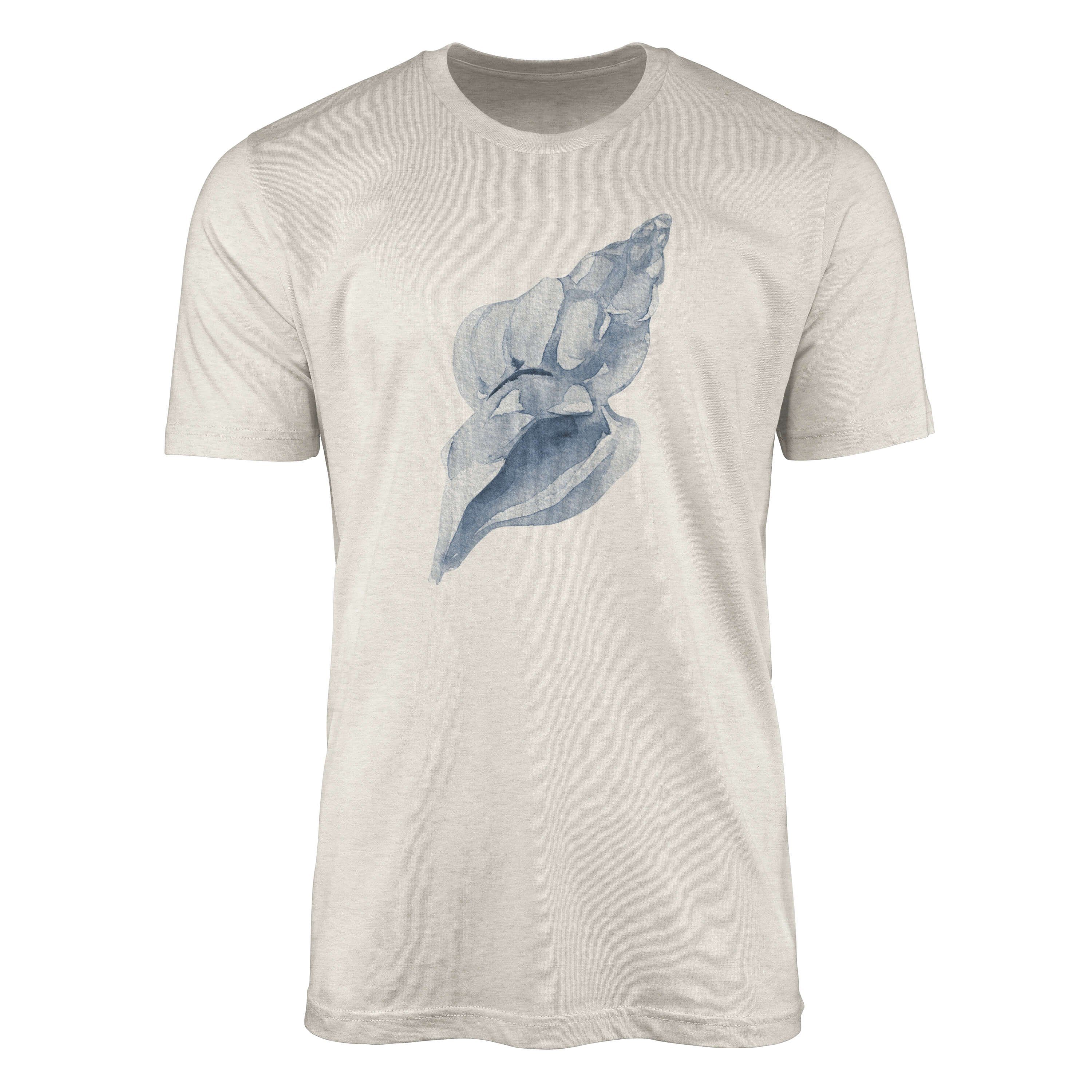 Ökomode Sinus Shirt 100% (1-tlg) Bio-Baumwolle Wasserfarben aus Muschel T-Shirt Herren Art T-Shirt Nachhaltig gekämmte Motiv
