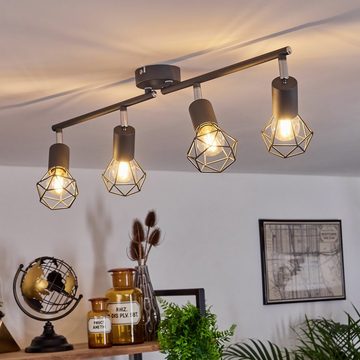 hofstein Deckenleuchte »Borio« Deckenlampe aus Metall in Grau/Chromfarben, ohne Leuchtmittel, moderne Leuchte, verstellbare Schirme,Gitter-Optik, Lichteffekt, 4xE14