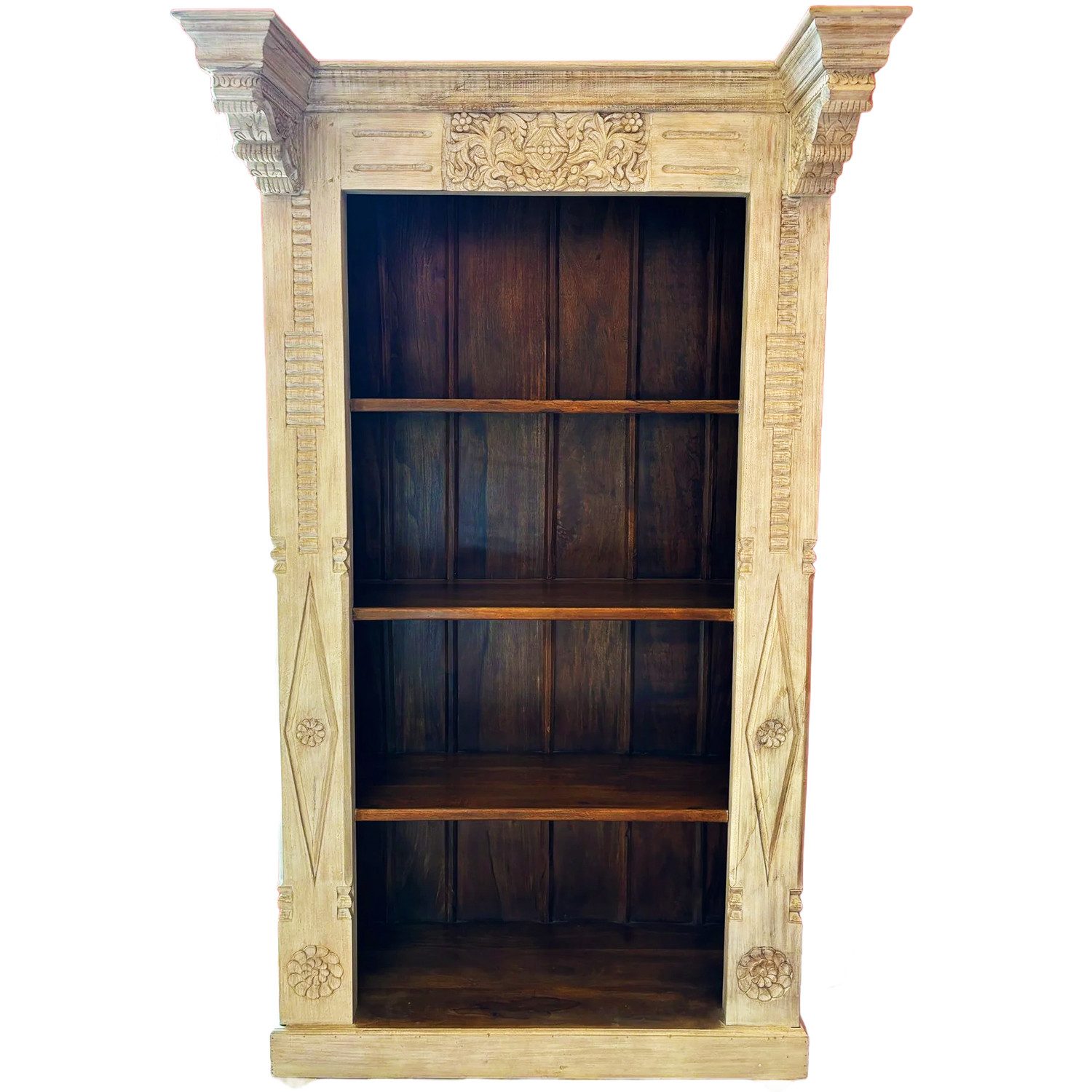 Marrakesch Orient & Mediterran Interior Bücherregal Orientalisches Vintage Regal Bücherregal Antik Massiv Muster 20, 1-tlg.