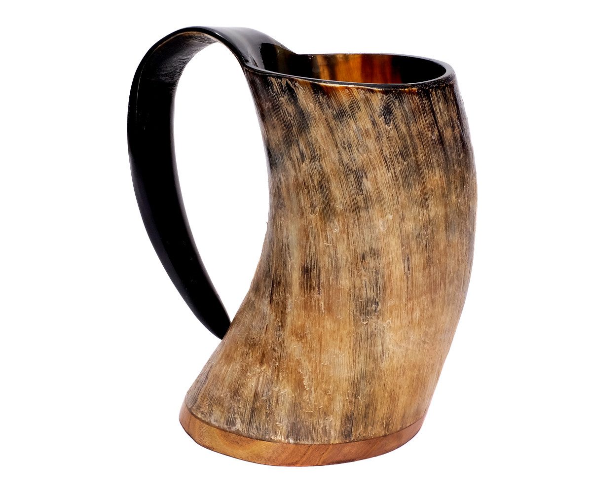 Brillibrum Bierkrug Trinkhorn Becher echtes Kuhhorn Horn Bierkrug Mittelalter – Bild 5 von 5