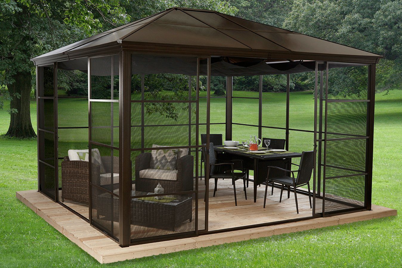 Sojag Pavillon Castel 12x14, mit 4 Seitenteilen, (Set), BxT: 362x427 cm, inkl. Sonnensegel