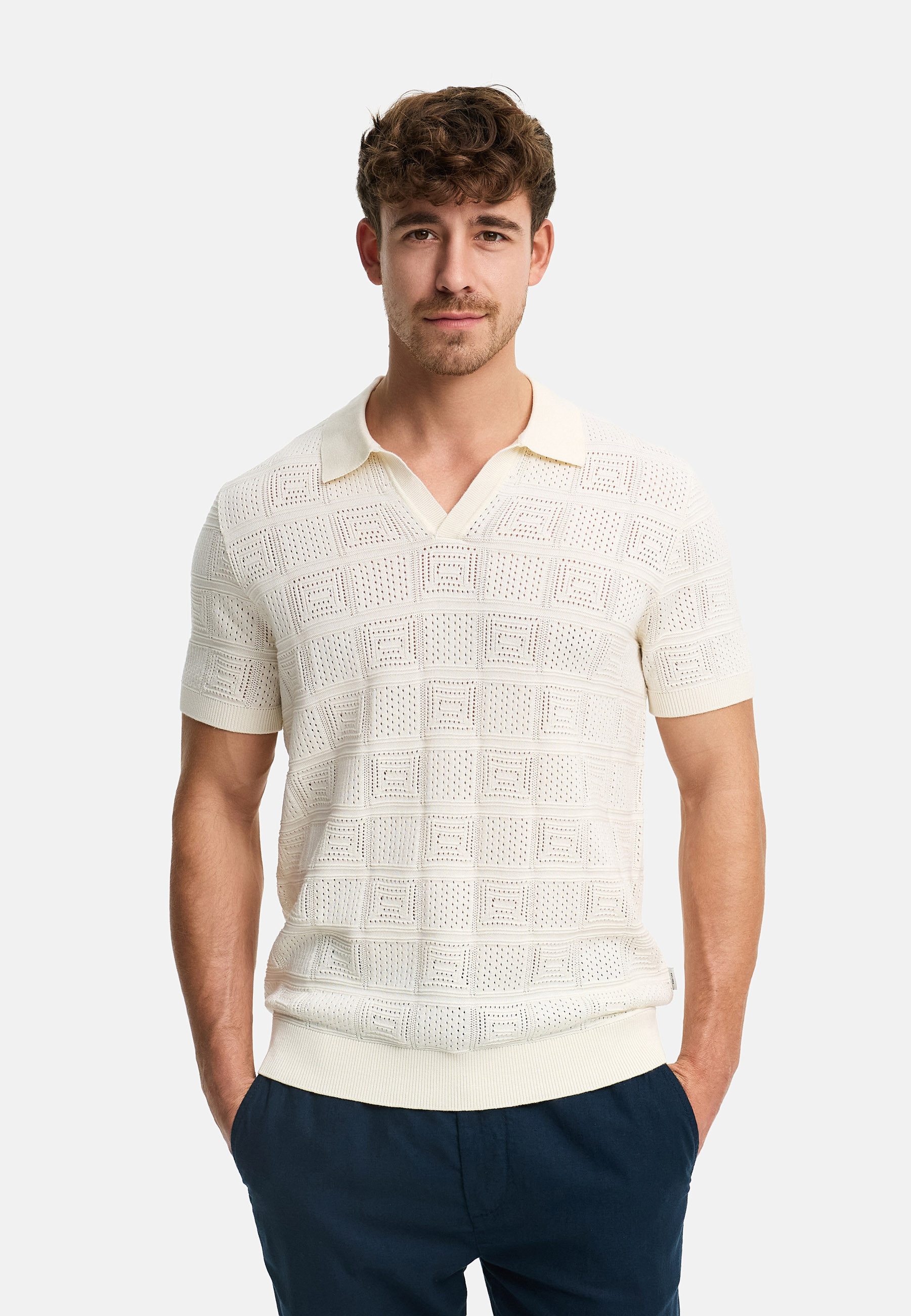 Indicode Poloshirt Herren INNallo Herrenpoloshirt Sommershirt Poloshirt mit Jacquardstruktur in Strickoptik