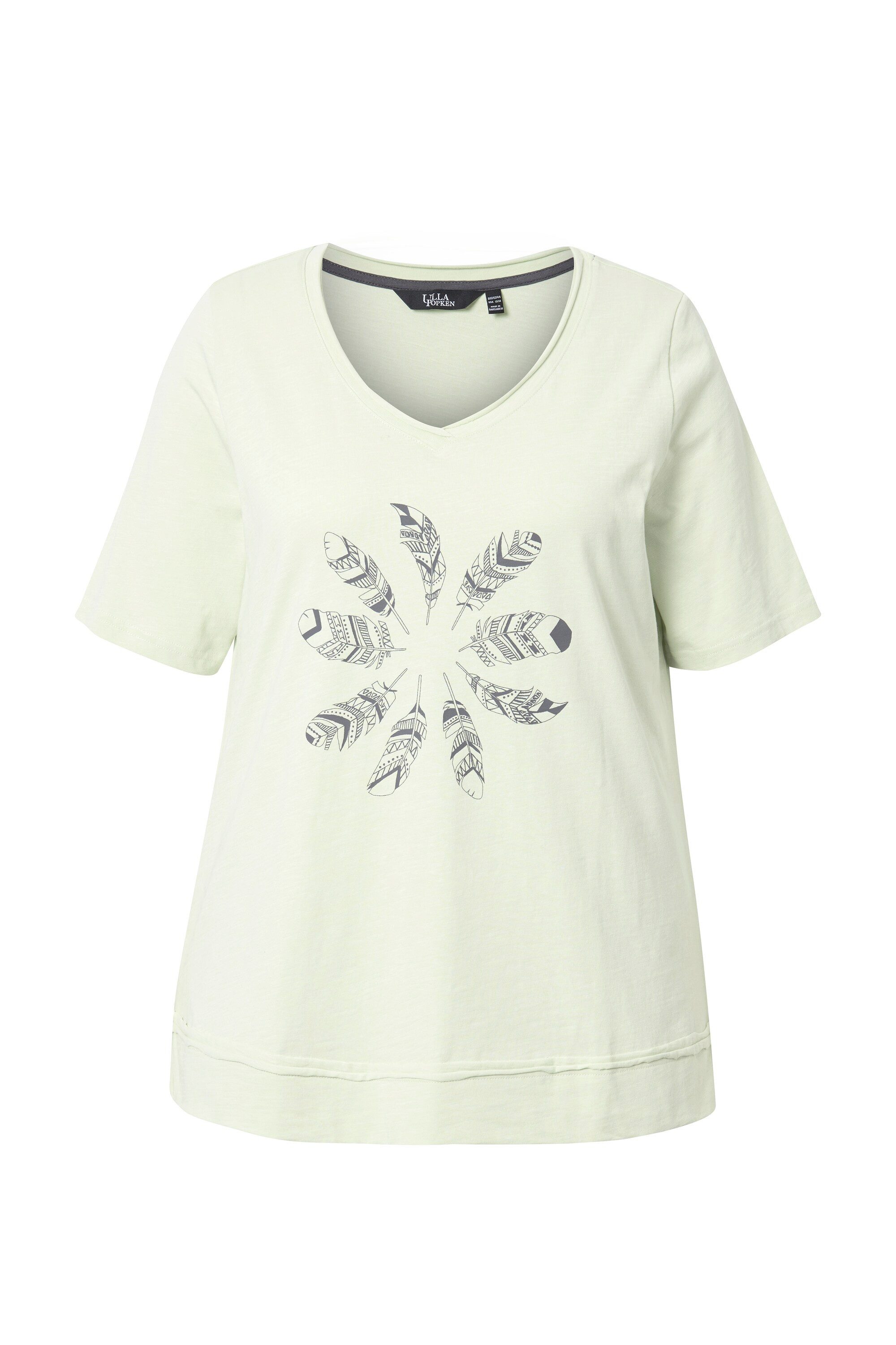 Ulla Popken T-Shirt T-Shirt Feder offenkantig günstig online kaufen