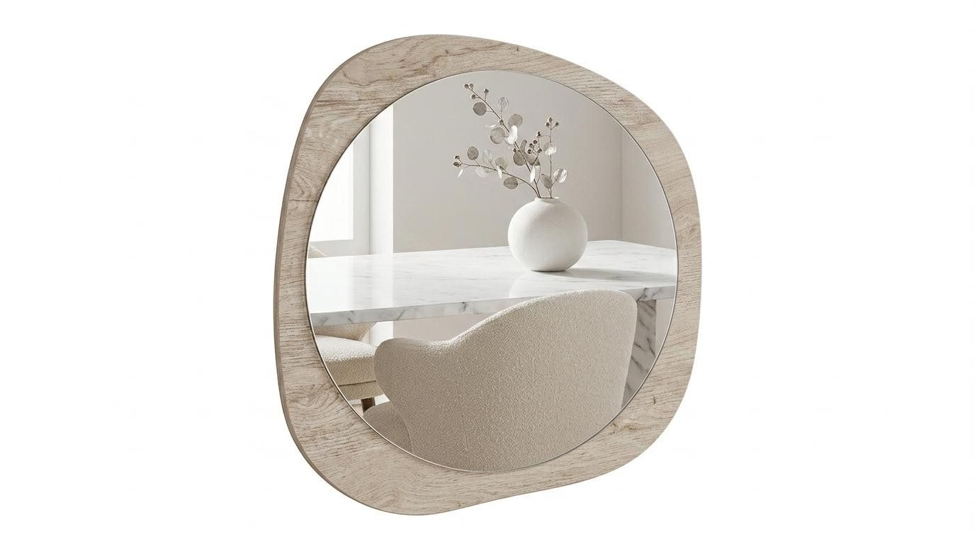 Xlmoebel Wandspiegel Beiger moderner Wandspiegel aus Holz für das Wohnzimmer, Made in Europa
