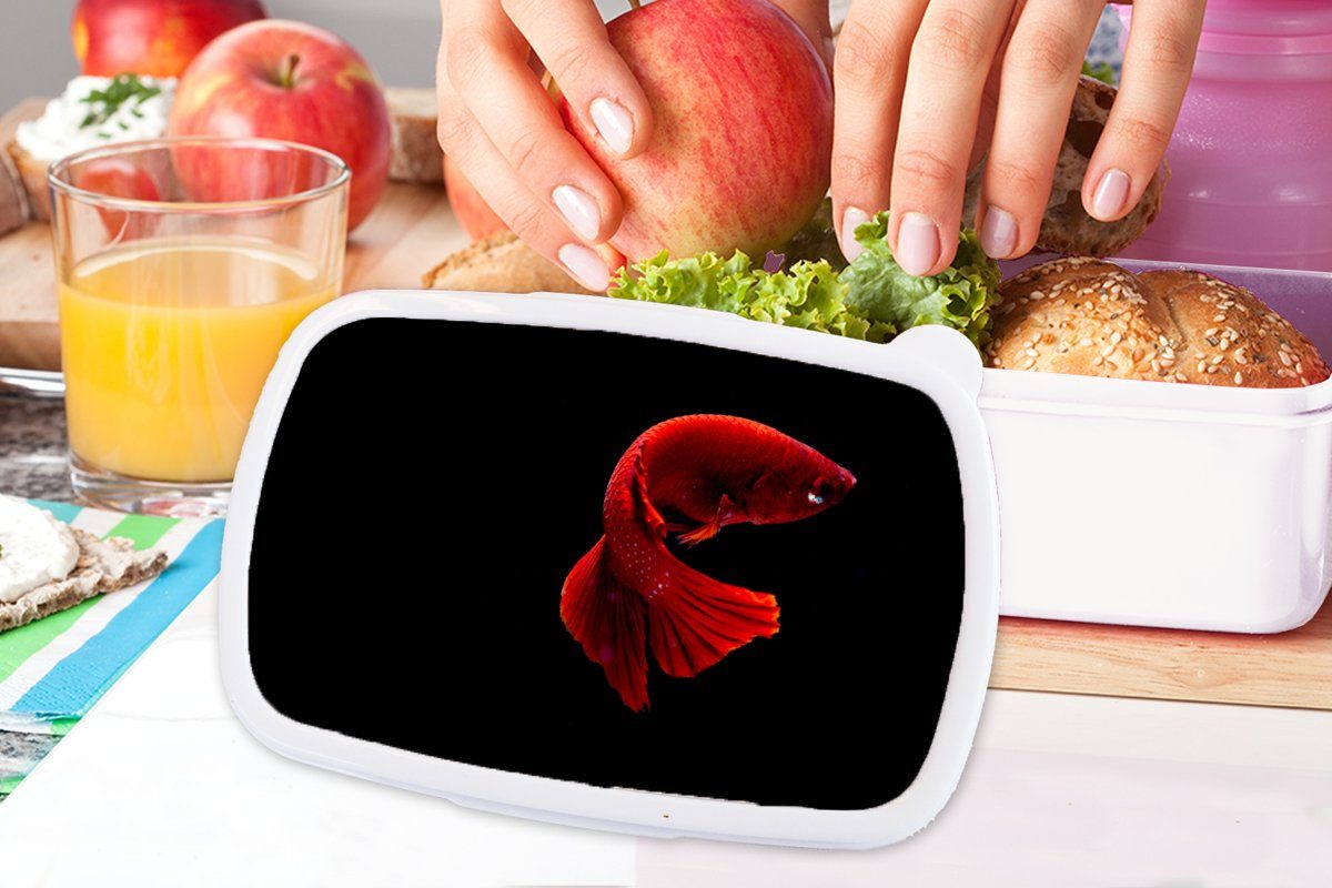 MuchoWow Lunchbox Fisch - Erwachsene, (2-tlg), - - für Schwanz Mädchen und Kunststoff, Meerestier Kinder Jungs und Rot, für weiß Brotdose, Brotbox