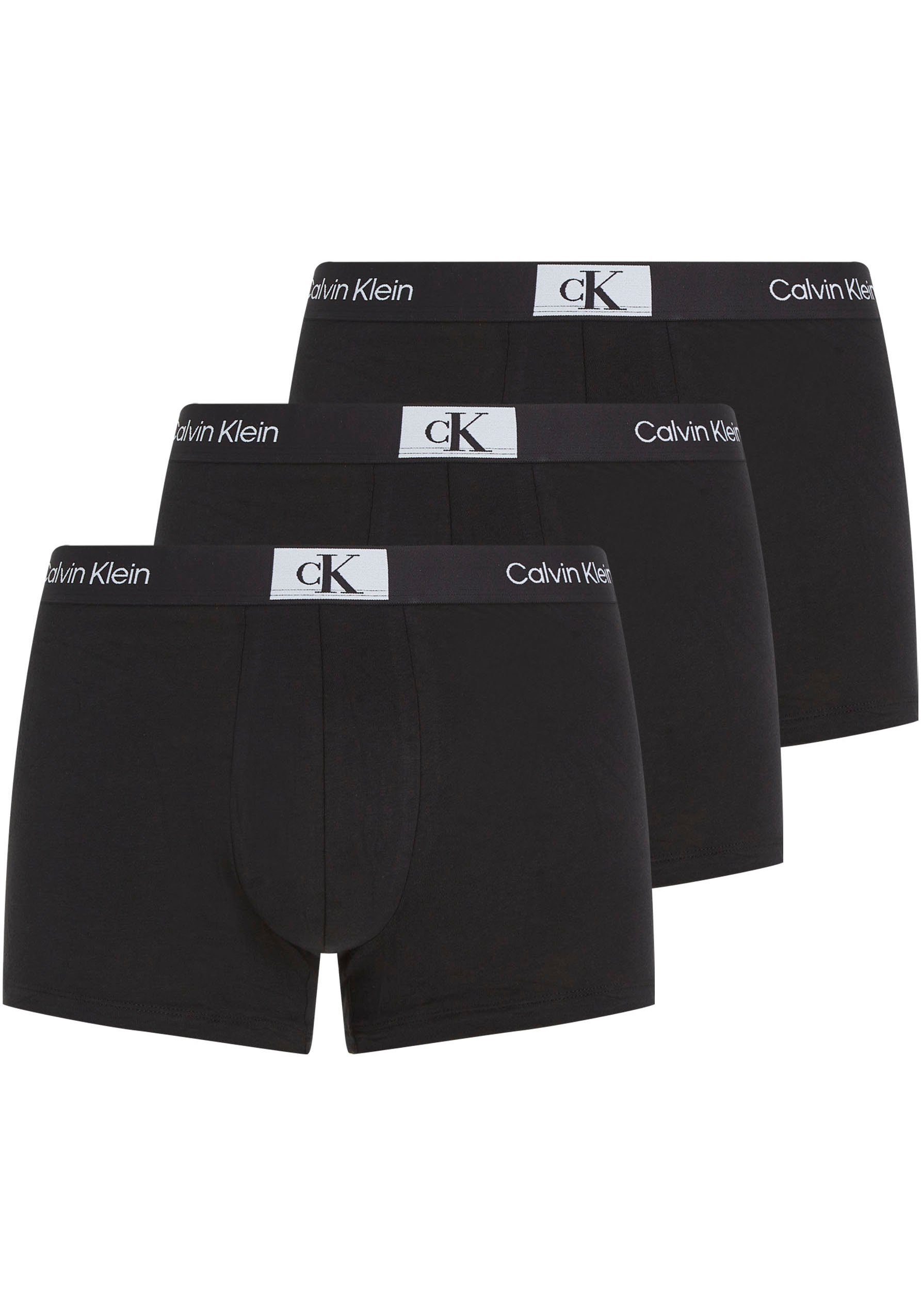 Calvin 3PK TRUNK Logo-Elastikbund Underwear BLACK&-BLACK&-BLACK (Packung, Trunk 3er-Pack) Klein Calvin Klein mit