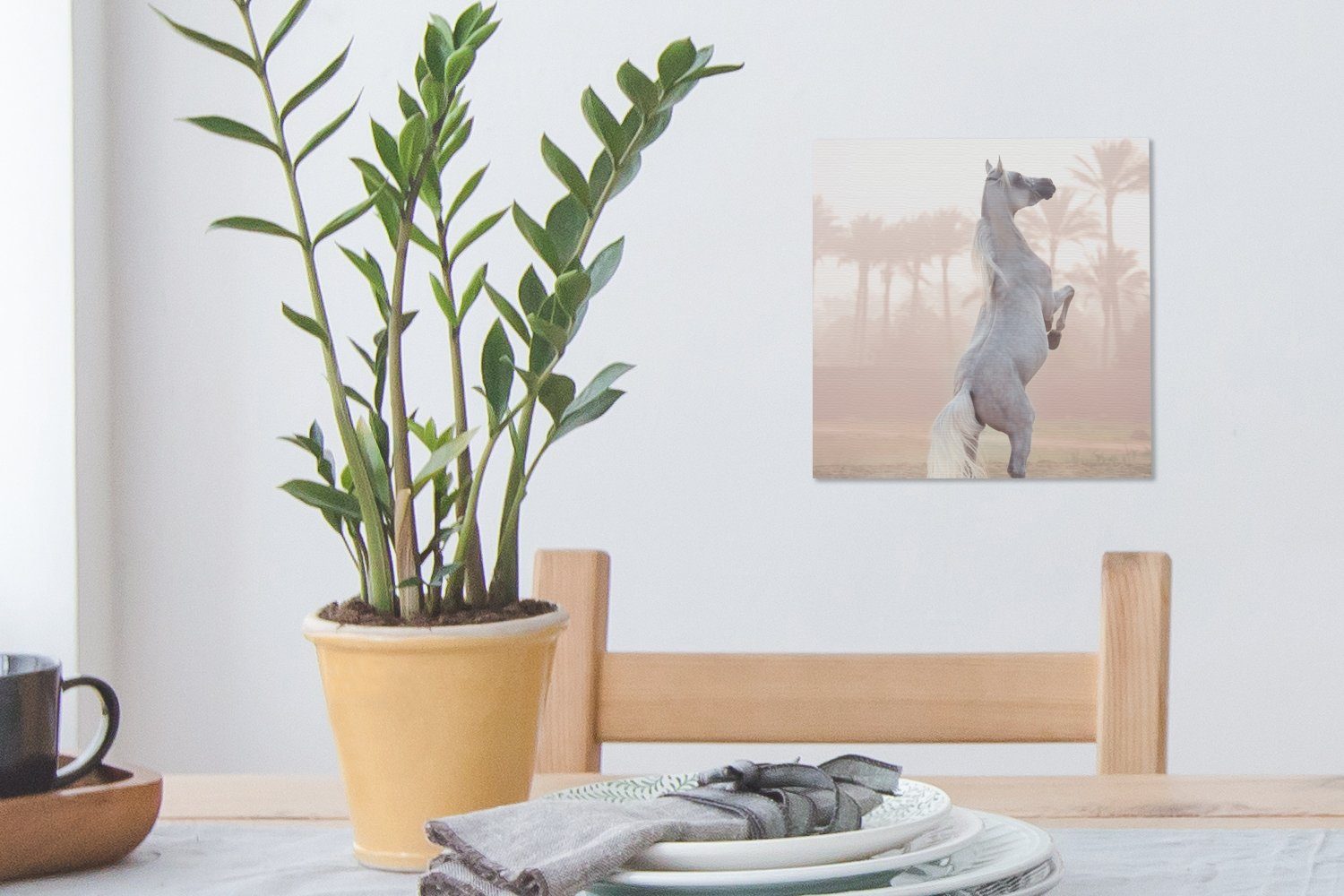 Pferd Wohnzimmer - Schlafzimmer Leinwand Bilder OneMillionCanvasses® (1 - Palme, für St), Leinwandbild Sand