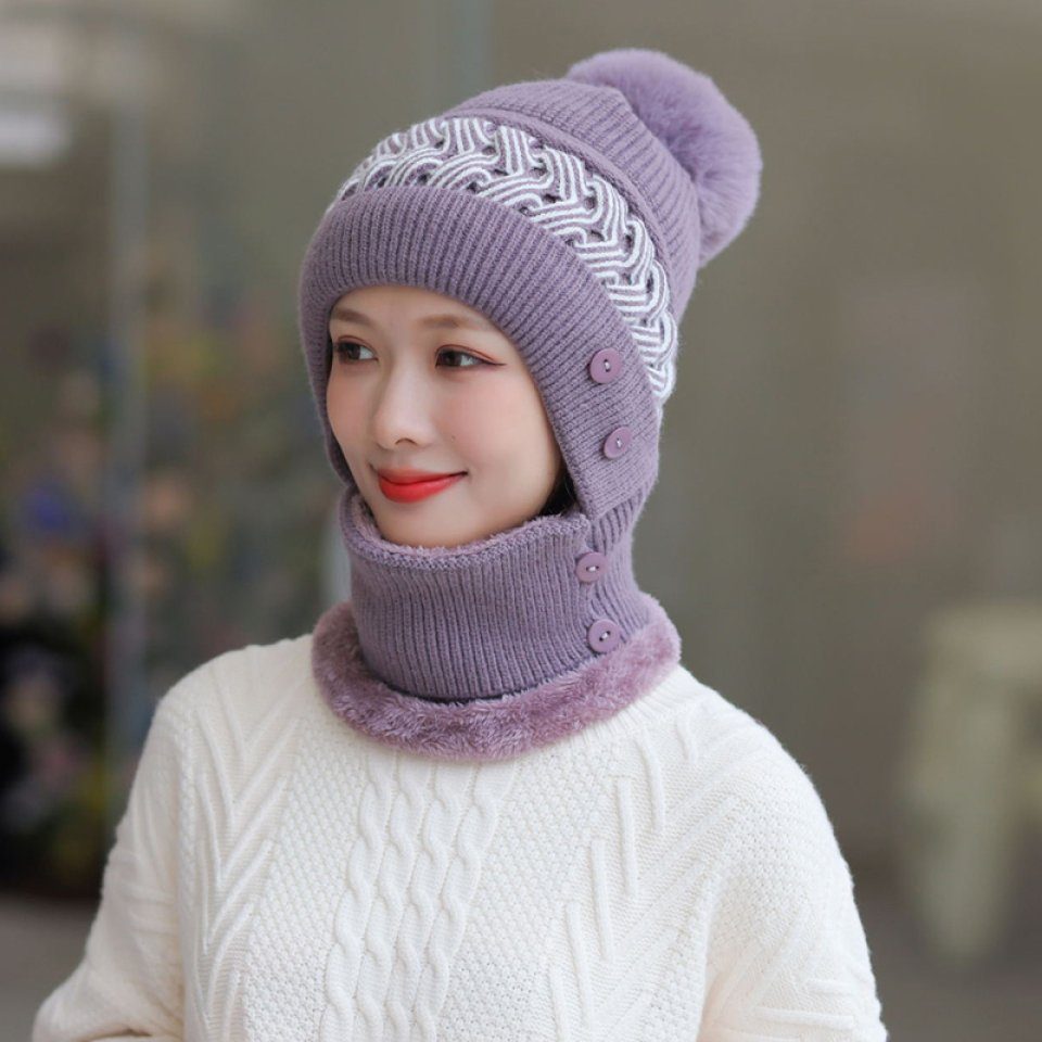 Winter-winddichter Blusmart Schal Strickmütze Warmer lila Einteiliger