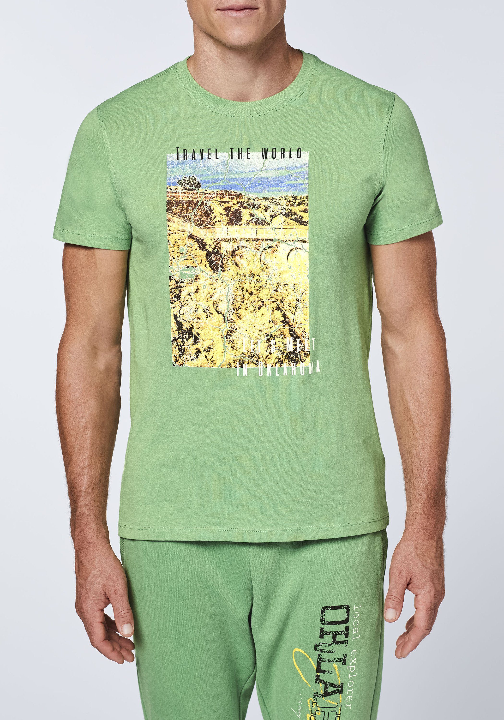 mit Shale Travel-Print Print-Shirt Green 16-6116 Jeans Oklahoma