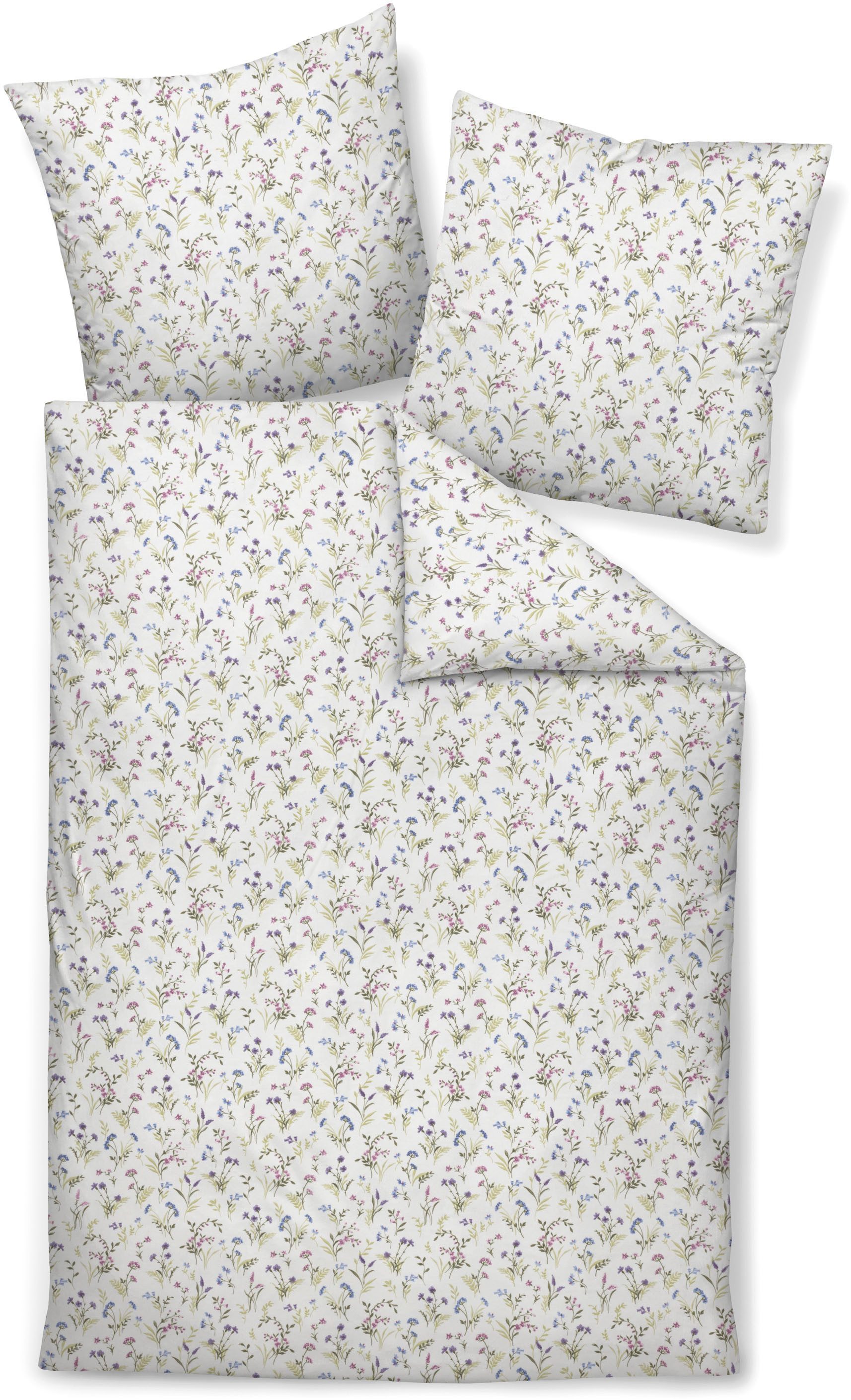 Janine Bettwäsche Noru, Satin, 2 teilig, in Gr. 135x200, 100% Baumwolle, Blumen-Design, tolle Qualität