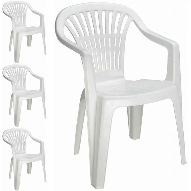 Koopman Stapelstuhl »4x Gartenstuhl Bistrostuhl Stapelstuhl Stuhl Kunststoff Weiß 0810«, stapelbar, 4er Set, stabil