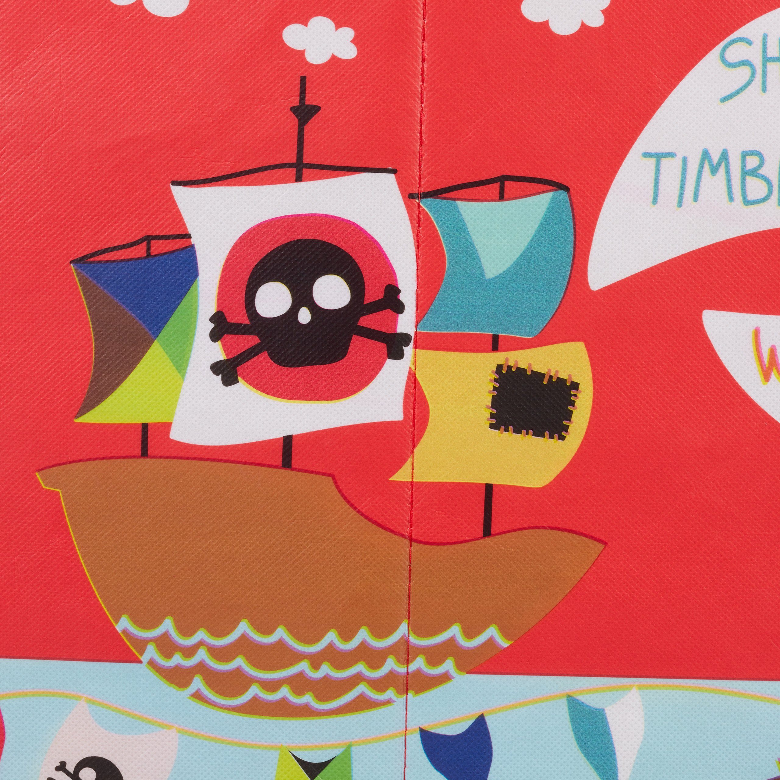 Pirat für Kinder, Rot Sitzbox Gelb Hellblau relaxdays Sitzhocker