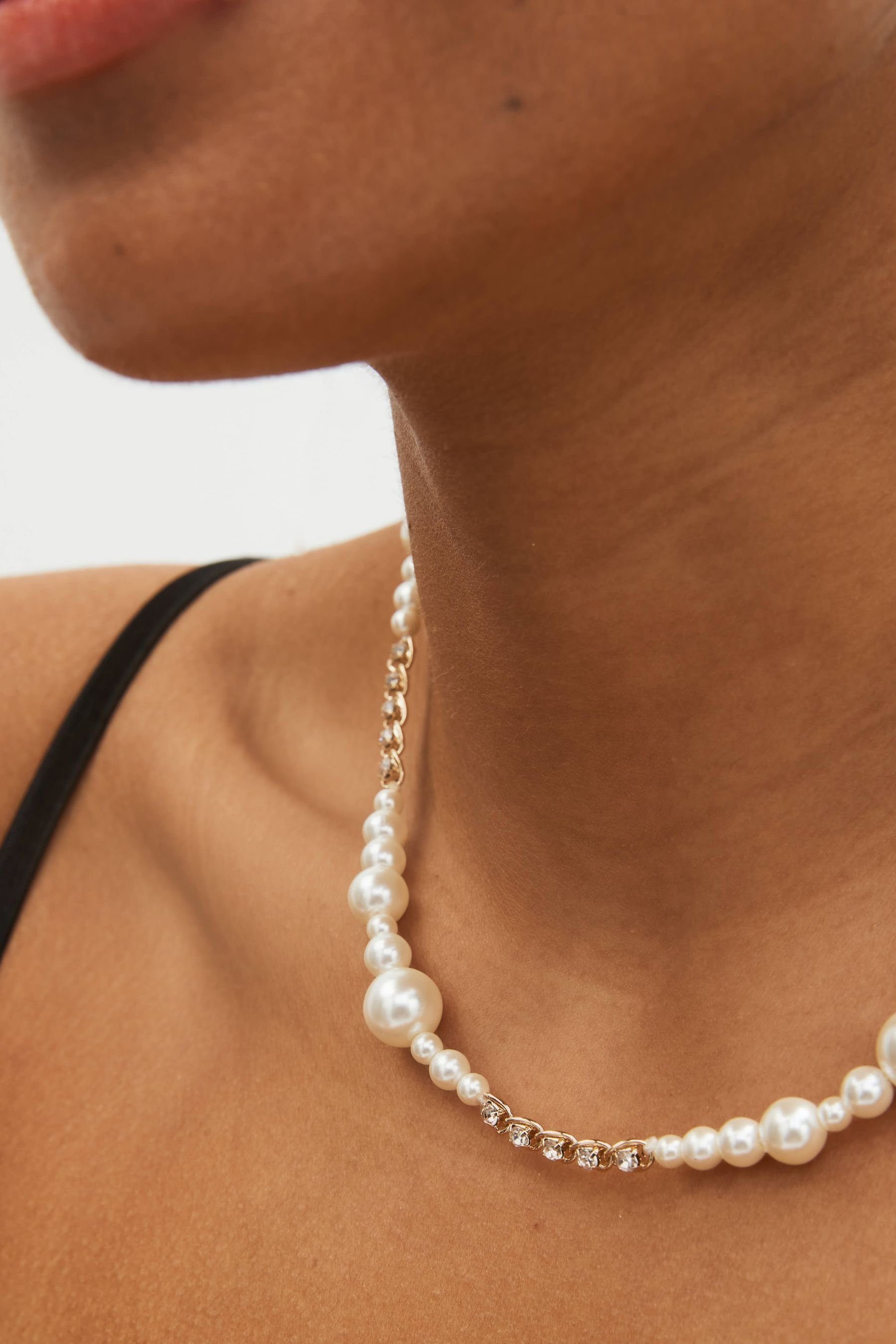Perlen Glassteinen Next Perlenkette mit Halskette (1-tlg) T-Steg, und