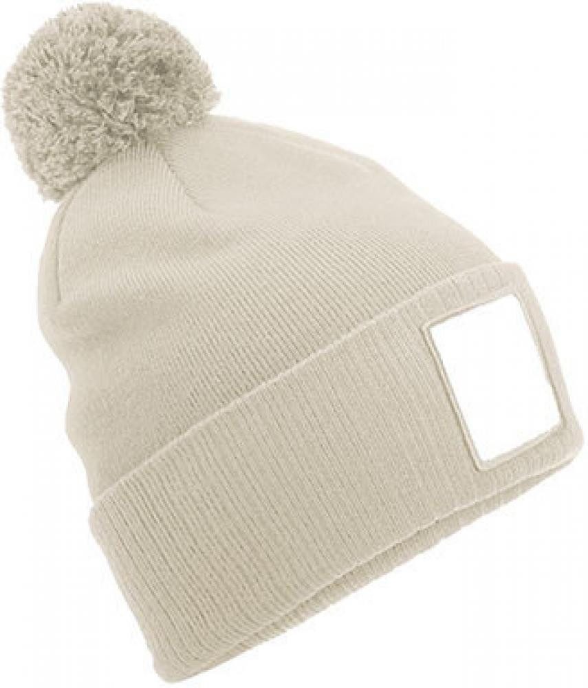Beechfield® Bommelmütze Appliqué Patch Pom Beanie Bommelmütze