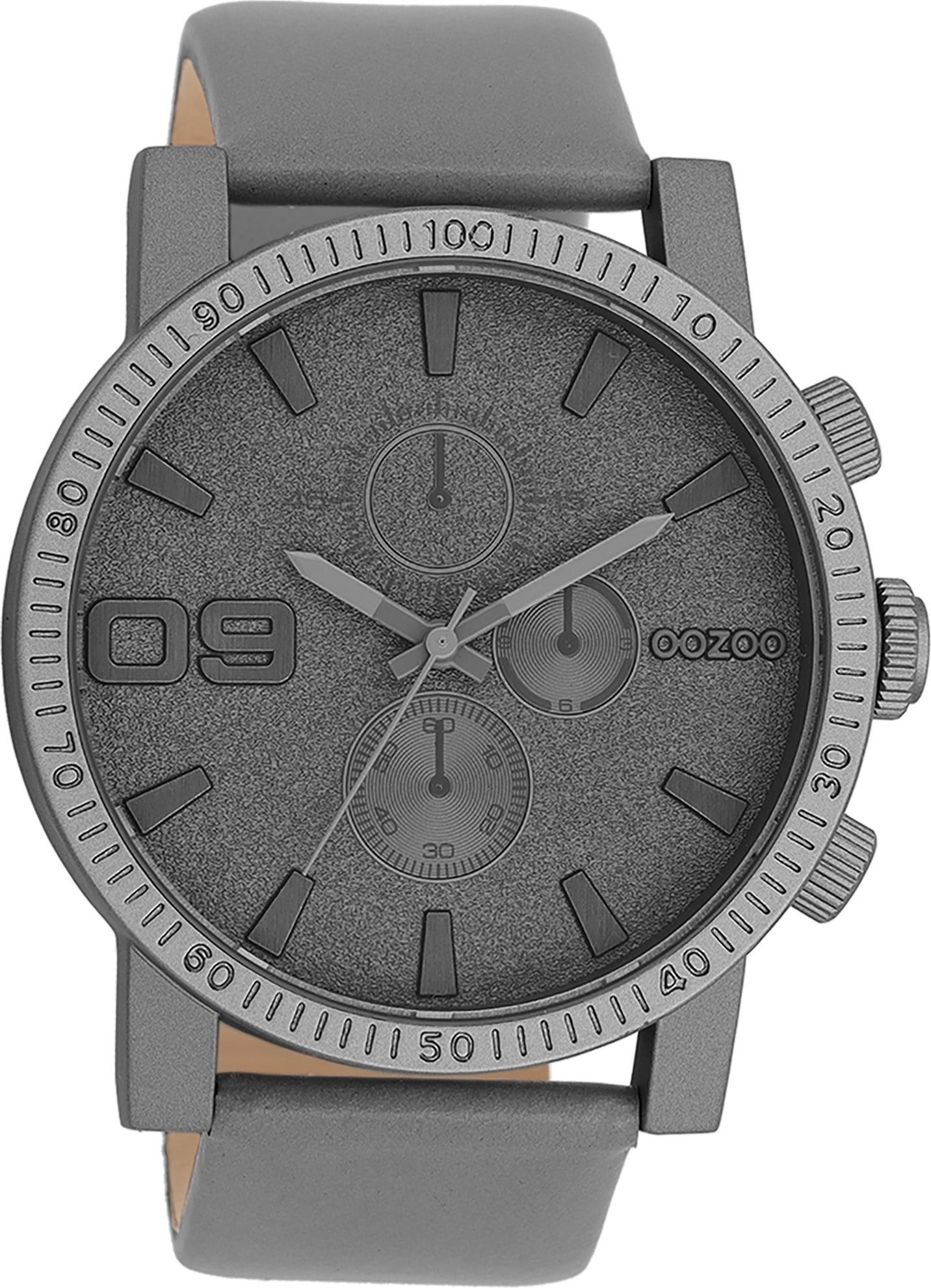 OOZOO Quarzuhr Oozoo Herren Armbanduhr Timepieces Analog, (Analoguhr), Herrenuhr rund, extra groß (ca. 48mm) Lederarmband, Fashion-Style