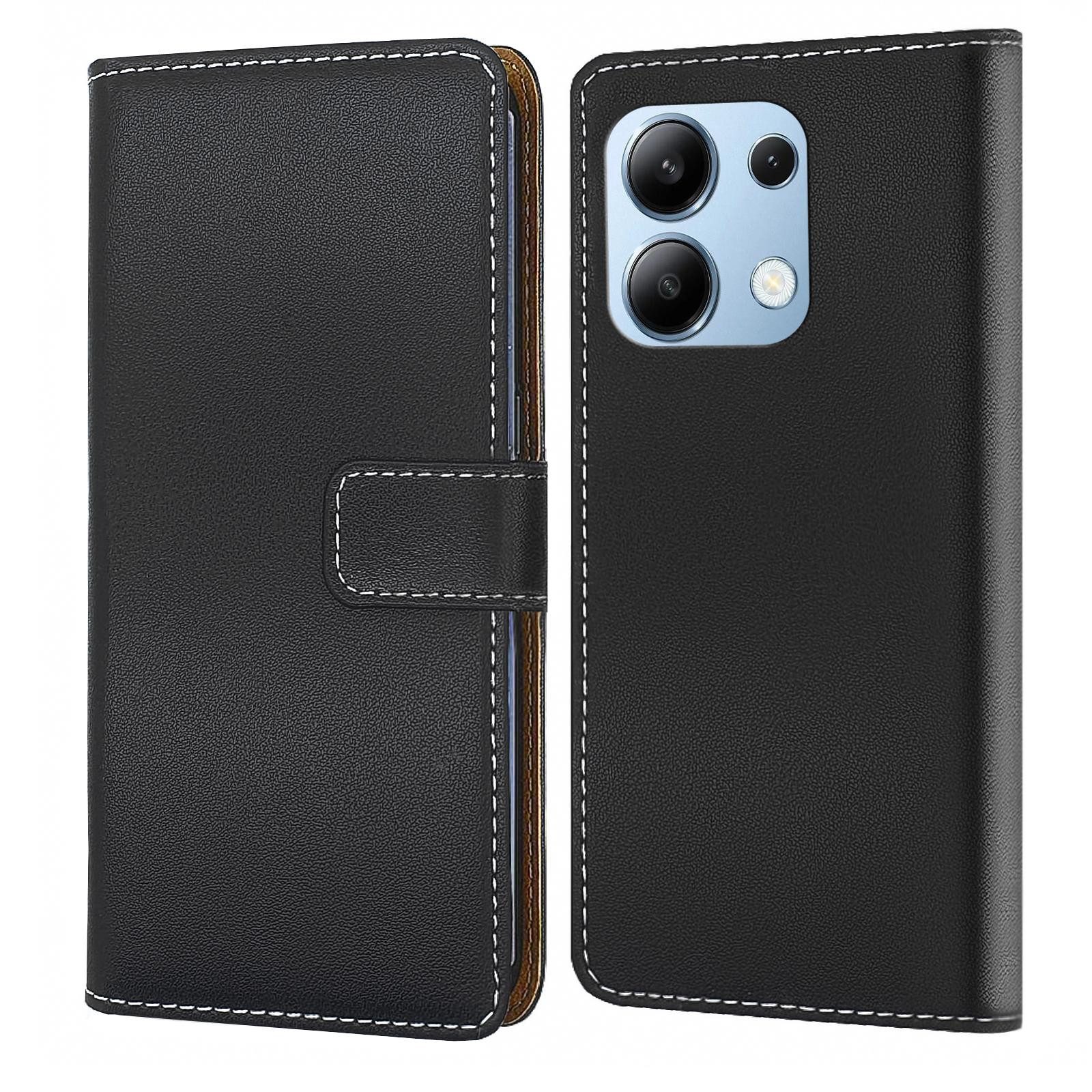 Numerva Handyhülle Bookstyle Etui Handytasche für Xiaomi Redmi Note 13 Pro, Schutzhülle Klapphülle Flip Cover Schwarz
