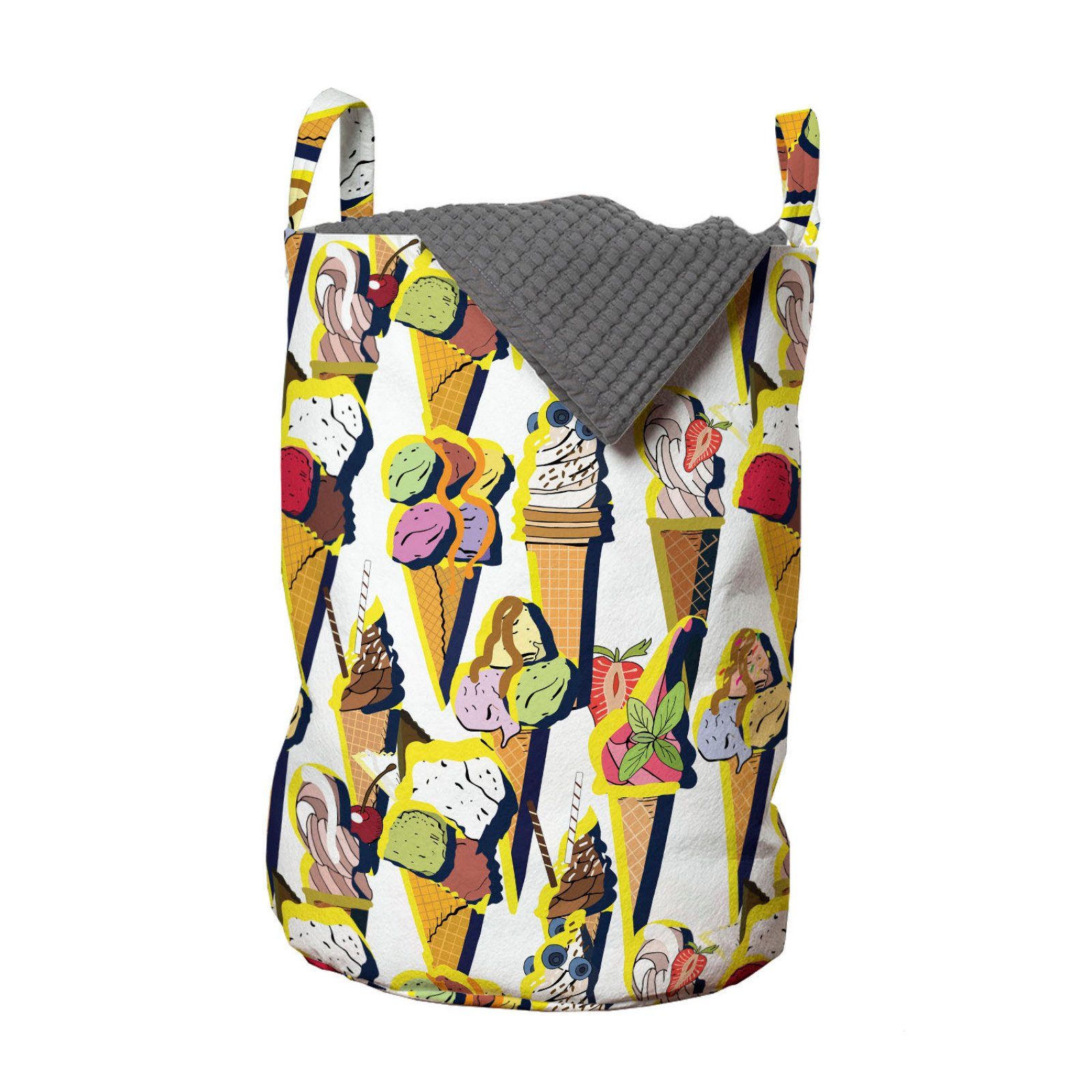 Abakuhaus Wäschesäckchen Wäschekorb mit für Sommer Fruity Cones Eis Griffen Kordelzugverschluss Waschsalons
