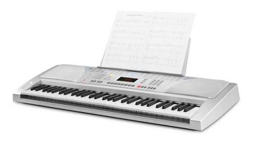FunKey Home Keyboard FK-61 - 61 Tasten Einsteiger-Keyboard, (Spar-Set, 3 tlg., inkl. Keyboardständer Weiß und Keyboardbank), Begleitautomatik mit 100 Rhythmen