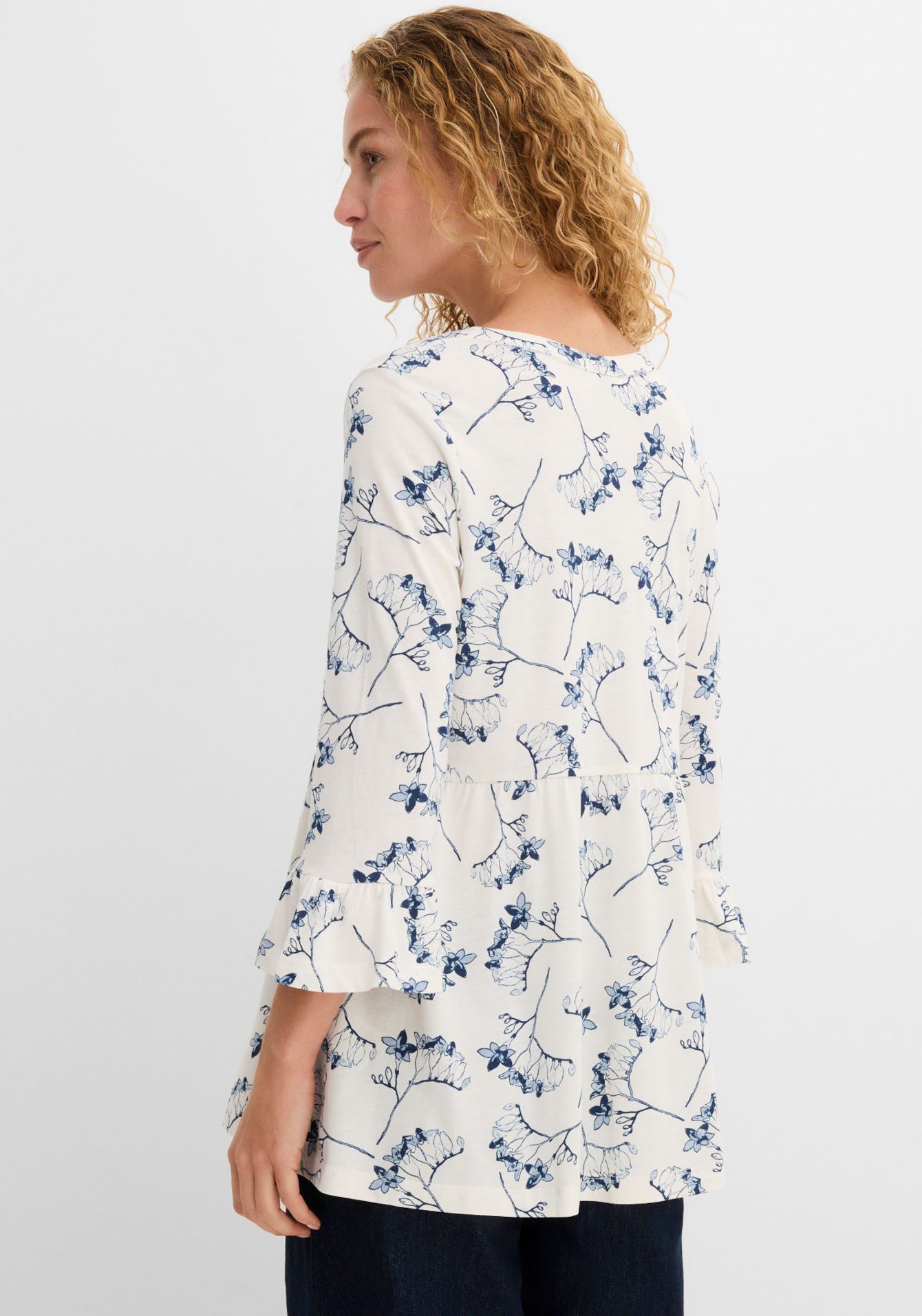 bonprix Druckbluse ausgestellte Passform, 3/4-Ärmel, für Frühling und Sommer