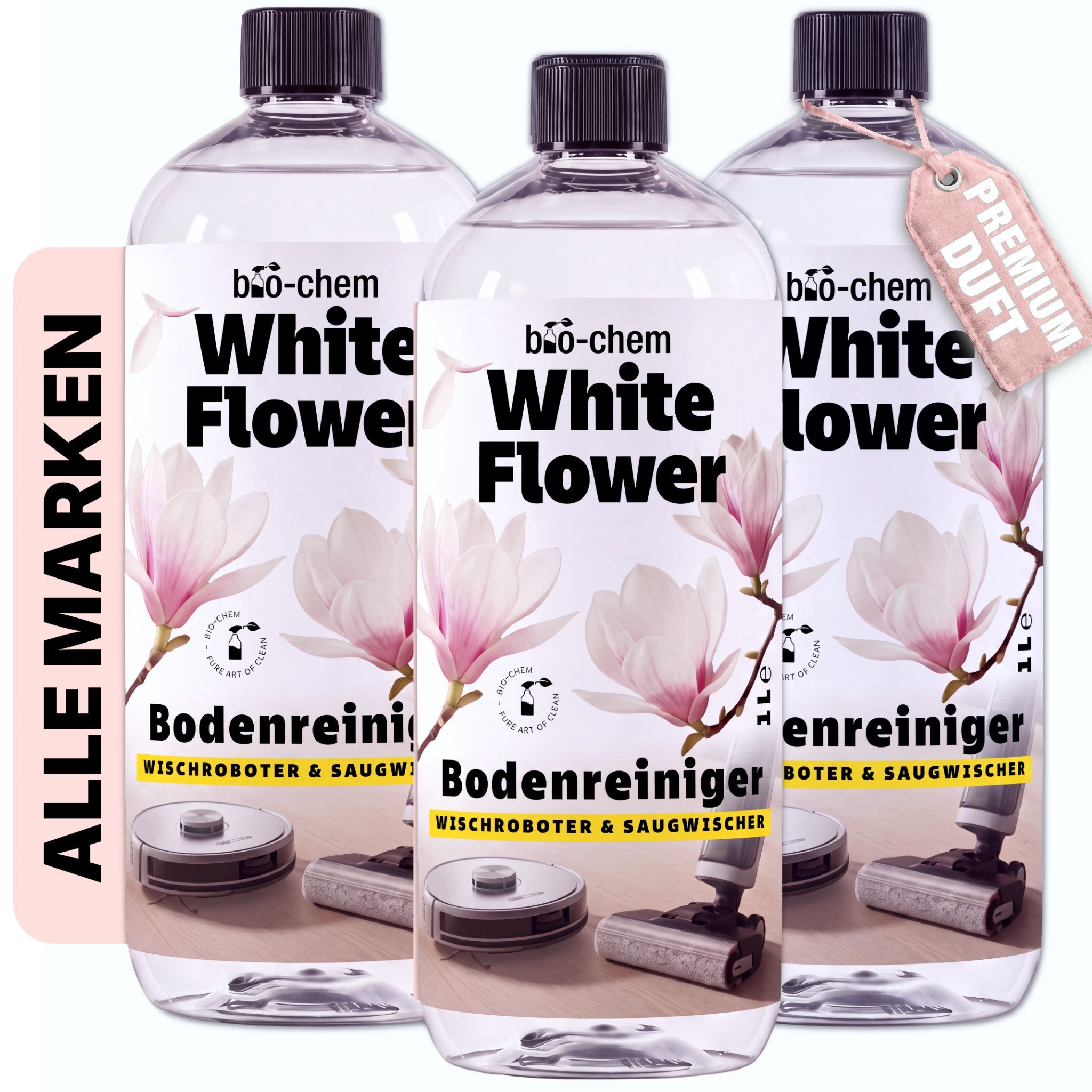 bio-chem Wischroboter Reinigungsmittel Saugwischer schaumarm 1 L Aloe Vera Fussbodenreiniger (3-St. Aloe Vera Bodenreiniger Zusatz 1 L …