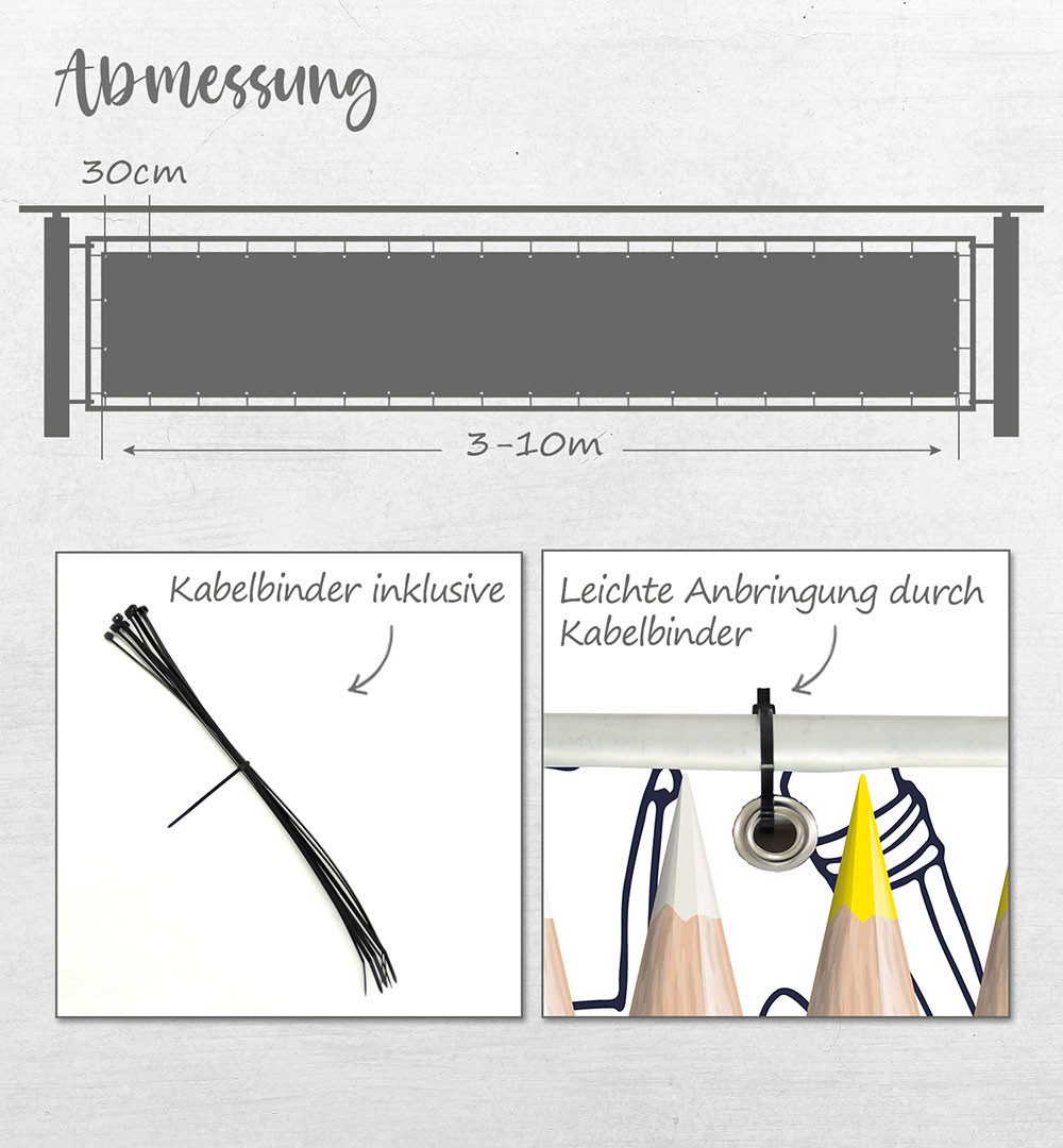 MyMaxxi Sichtschutzelement Balkonbanner Buntstifte Balkon Sichtschutz Garten, (Buntstifte)