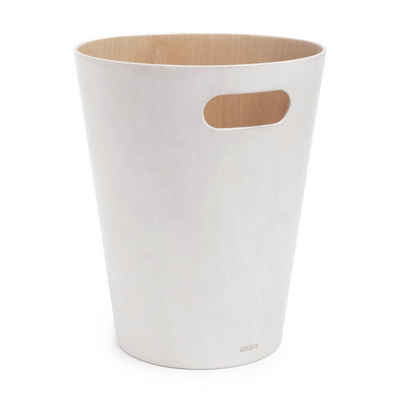 Umbra Mülleimer »Woodrow«, 7,5 Liter, Weiß / Natur, aus Holz, Papierkorb für Büro Wohnzimmer