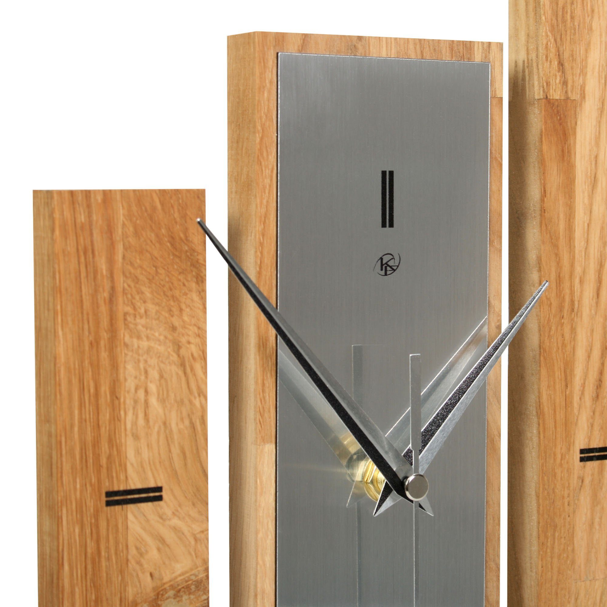 Kreative Feder Standuhr Designer-Standuhr "Stairs" aus Massivholz, ohne Ticken; Funk- oder Quarzuhrwerk; elegant, außergewöhnlich, modern