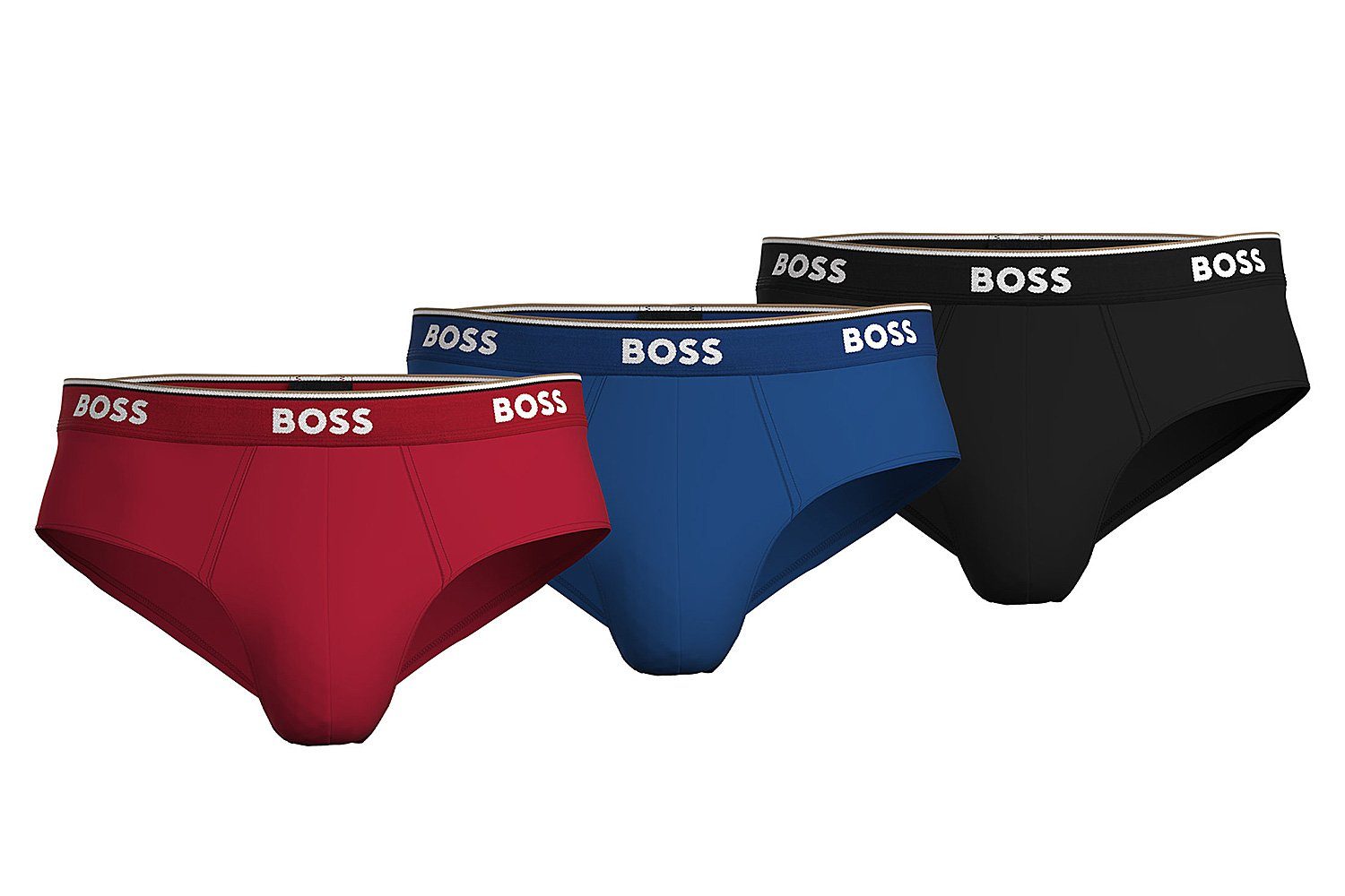 BOSS Slip Herren Sportslip Cotton Stretch (Dreierpack, 3-St., 3er-Pack) Minislip Brief Unterhose mit Logo-Bund, knapp geschnitten, im Dreierpack (Neues Modell)