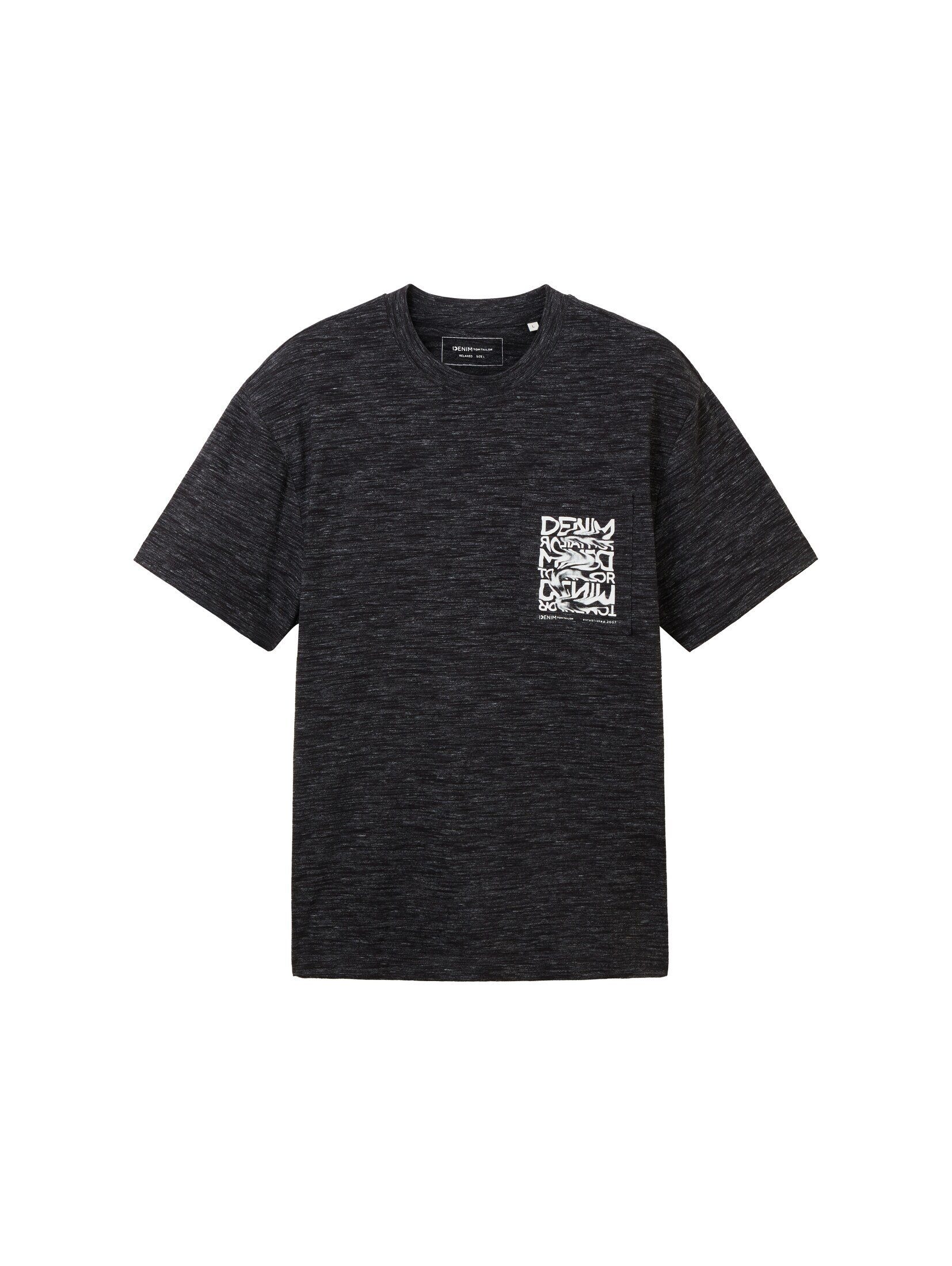 TOM TAILOR Denim T-Shirt T-Shirt black in dye Optik new space Melange