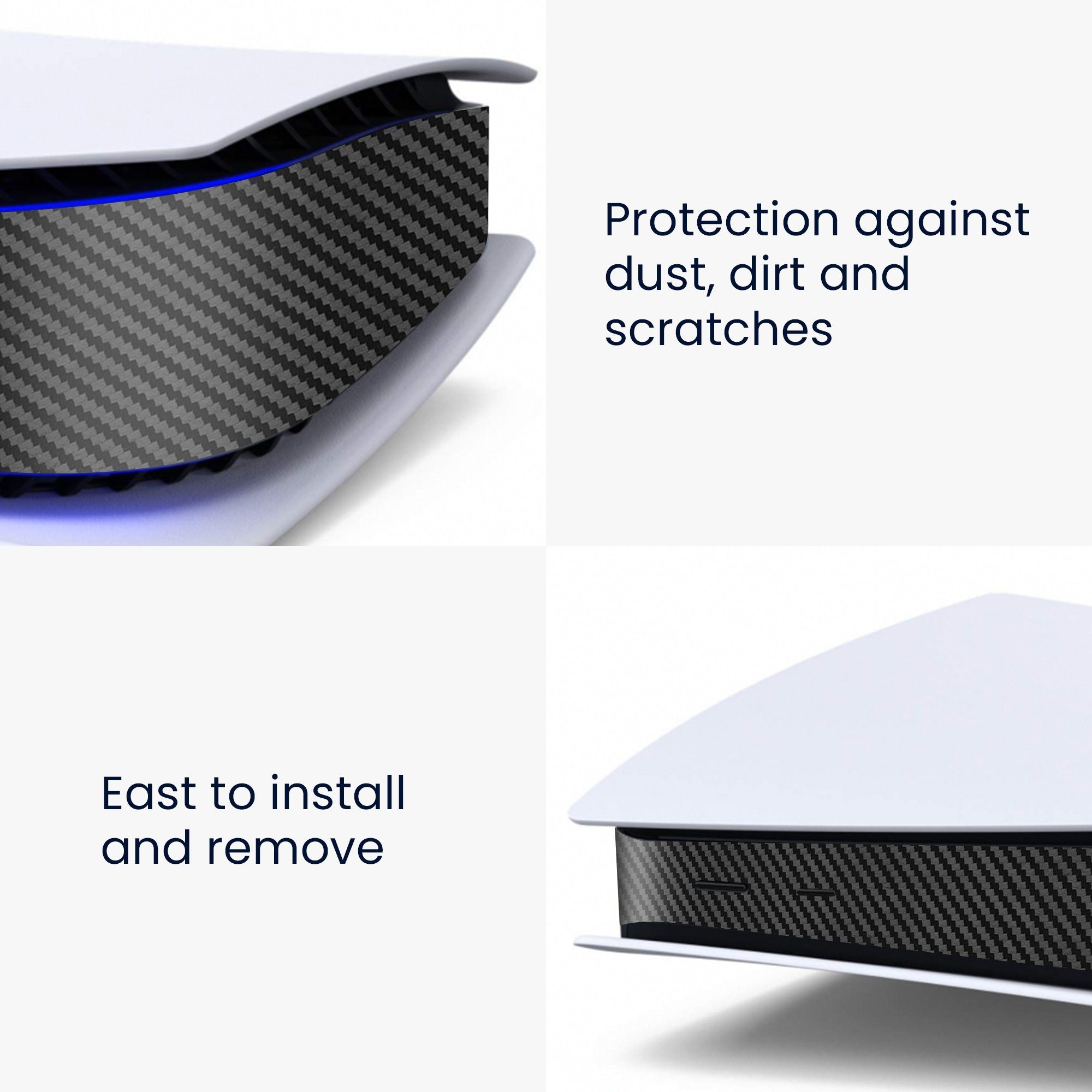 3. Bild von kwmobile Spielekonsolen-Tasche Konsolen Aufkleber für Sony Playstation 5 Disc Edition, Aufkleber Folie mit Carbon Design in Schwarz